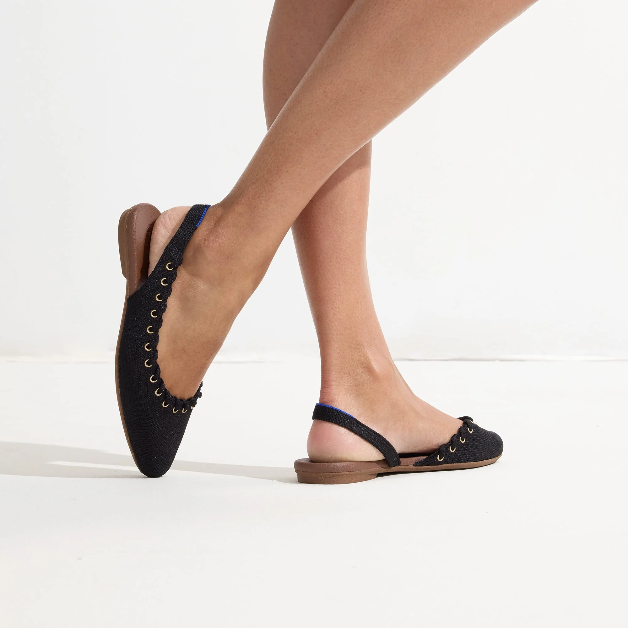 The Almond Slingback - Eyelet Black