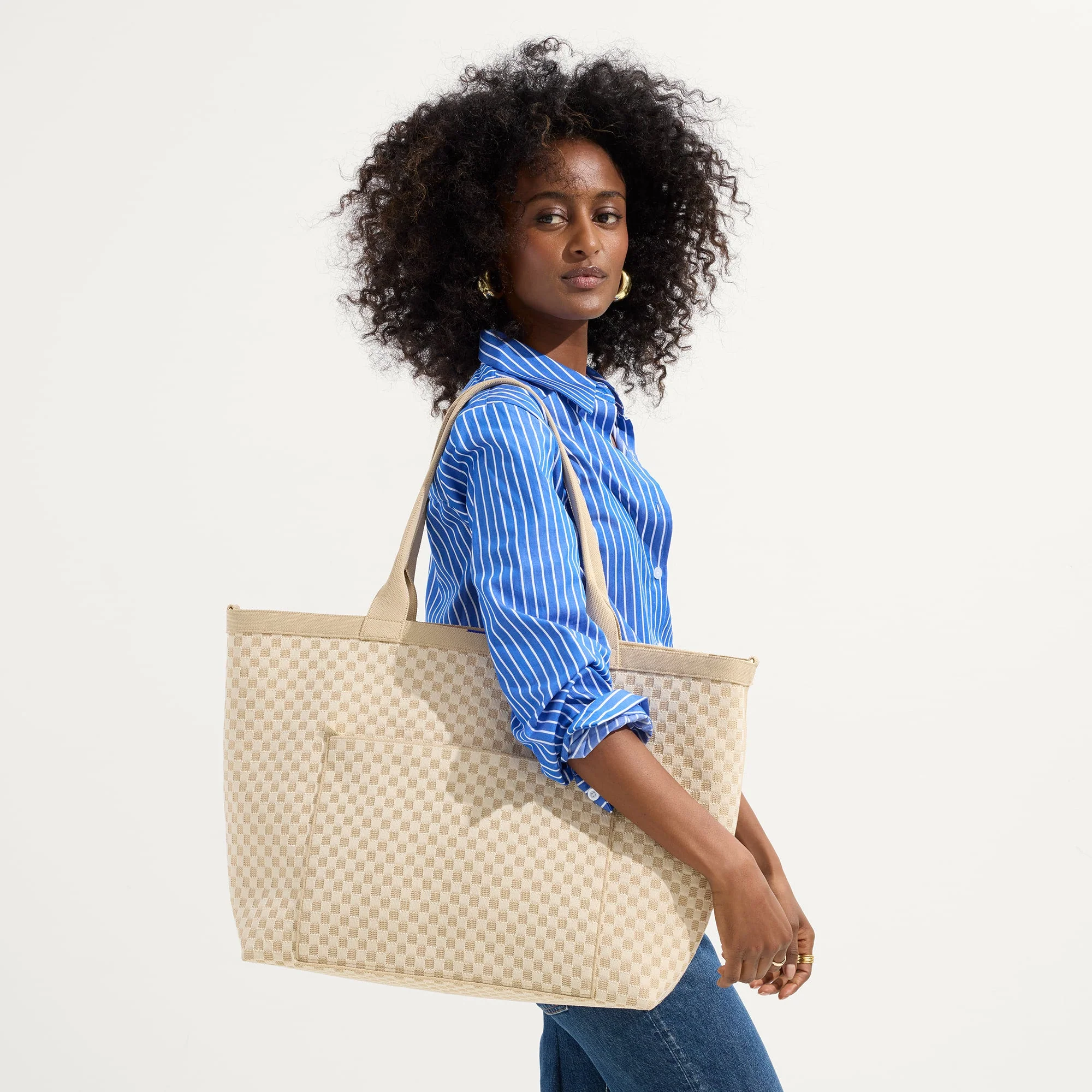The Zip Travel Tote - Parchment Basketweave