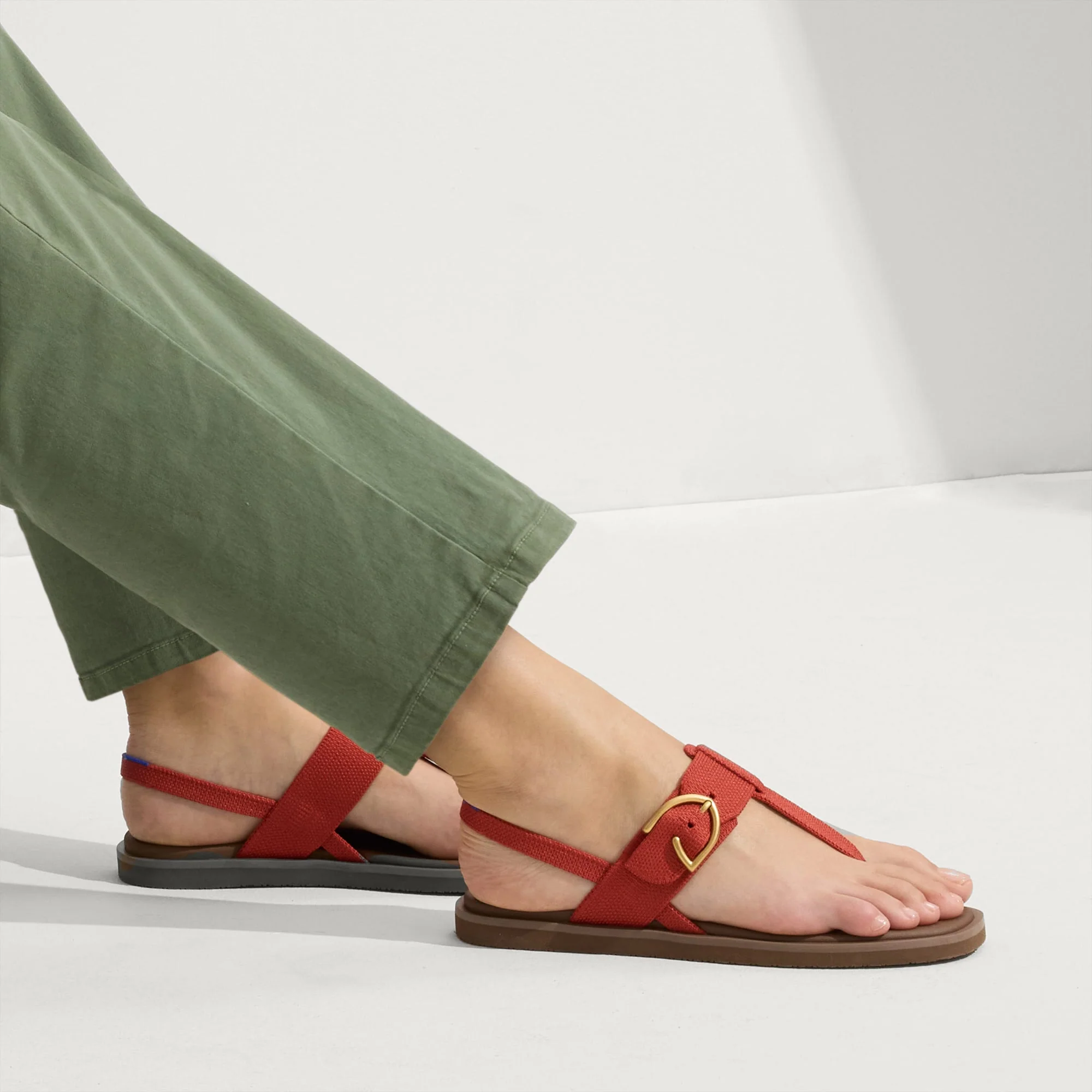 The T–Strap Sandal - Brick