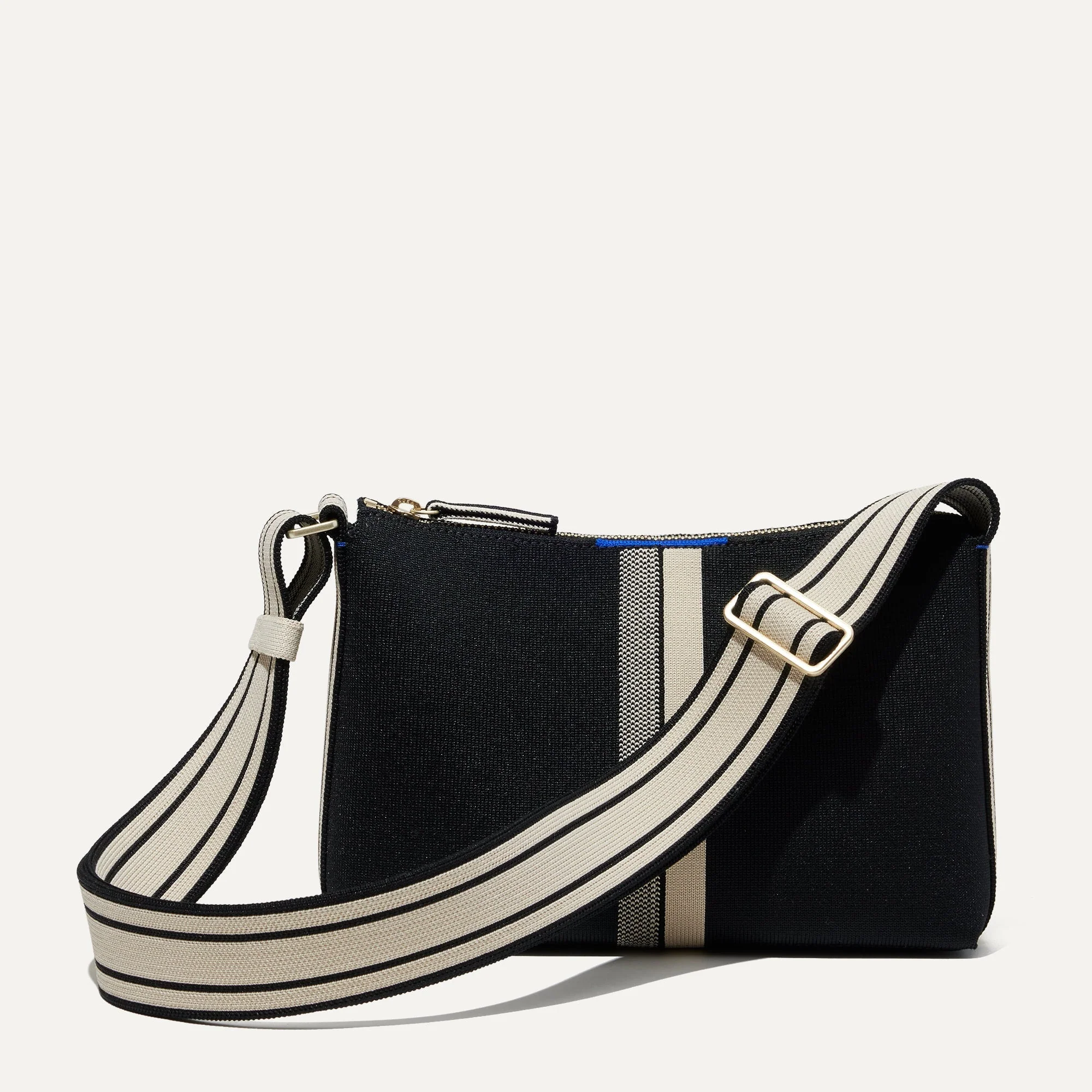 The Casual Crossbody - Black and Ivory Stripe