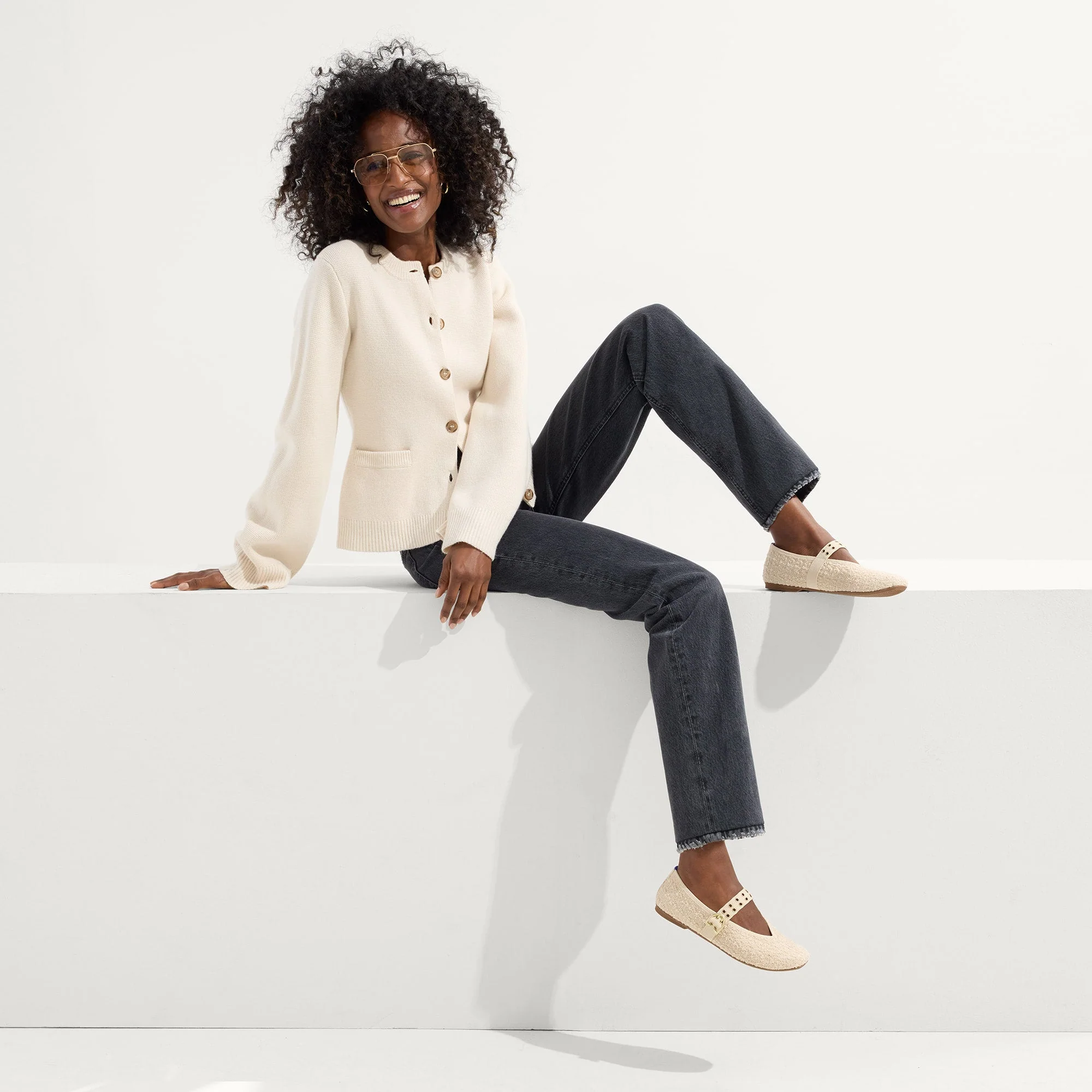 The Max Buckle Mary Jane - Pearl Bouclé