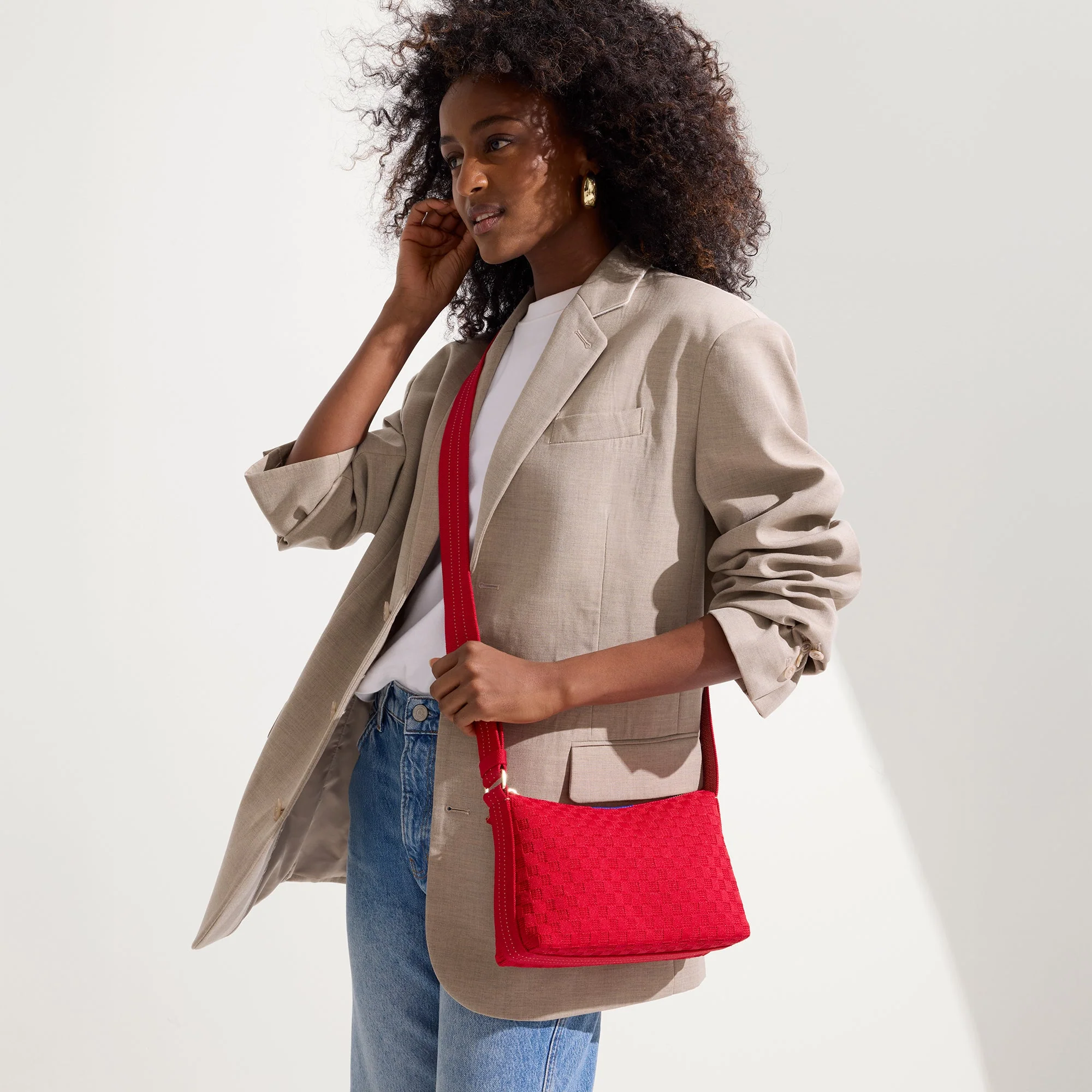 The Casual Crossbody - Red Crisp Basketweave