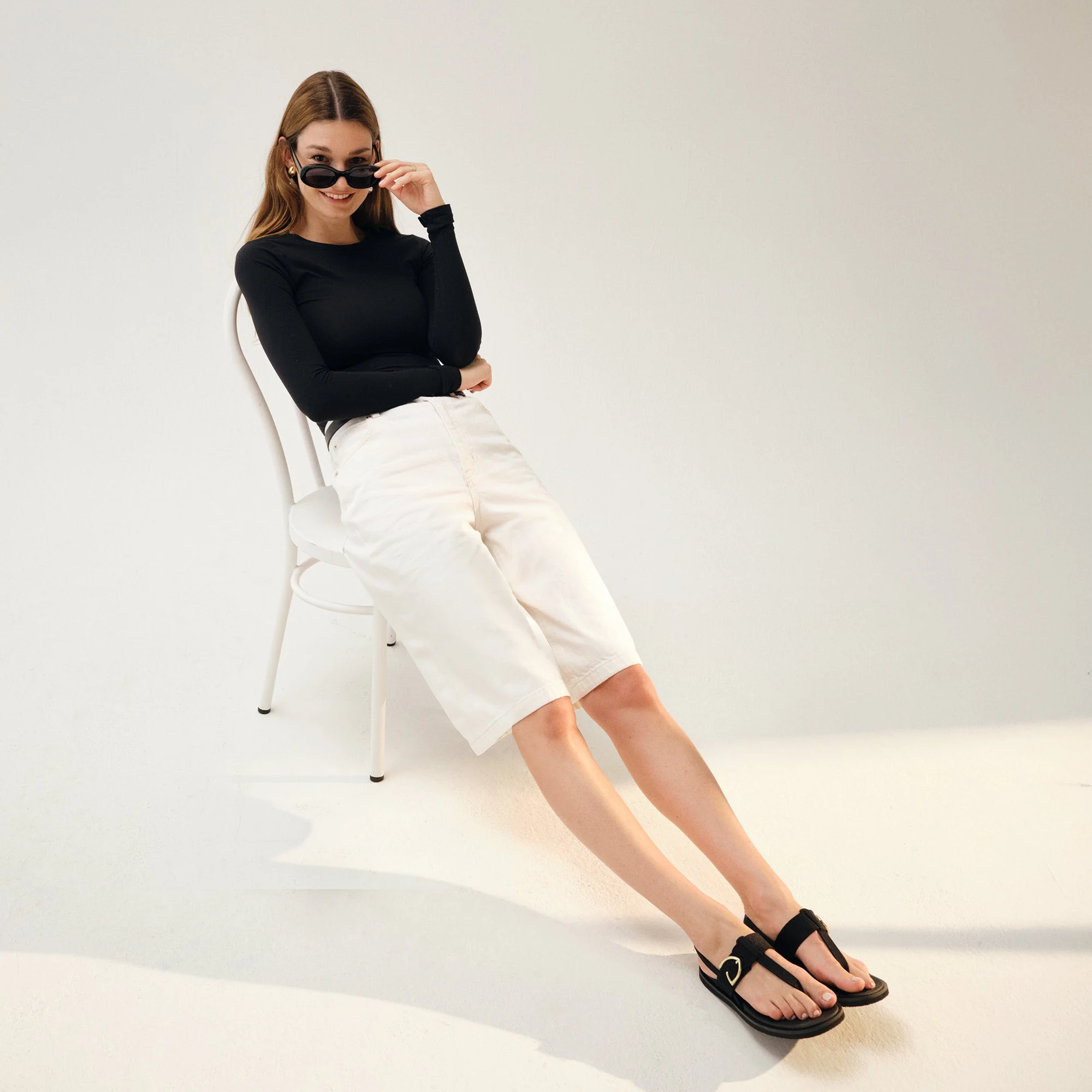 The T–Strap Sandal - Black