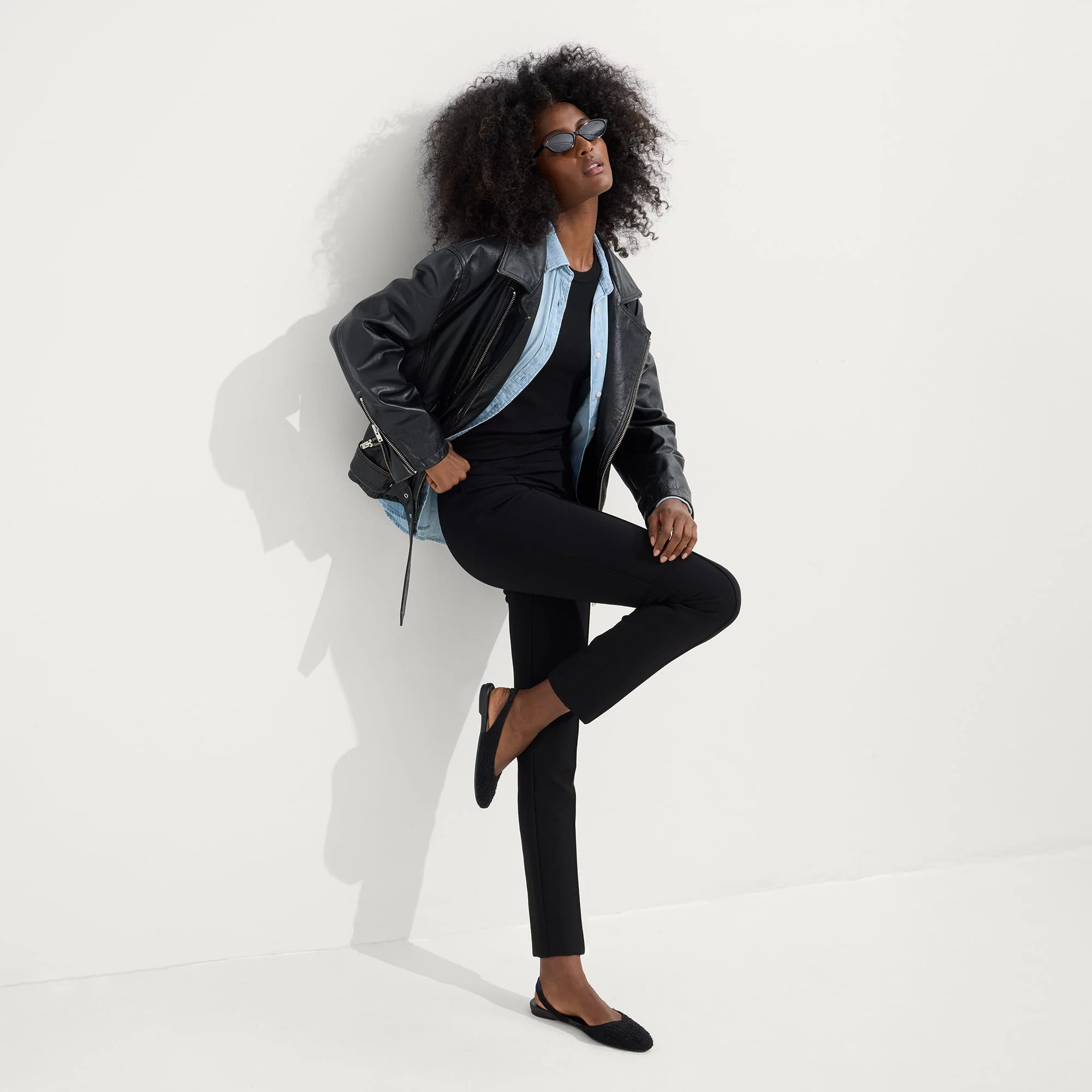 The Almond Slingback - Black Bouclé