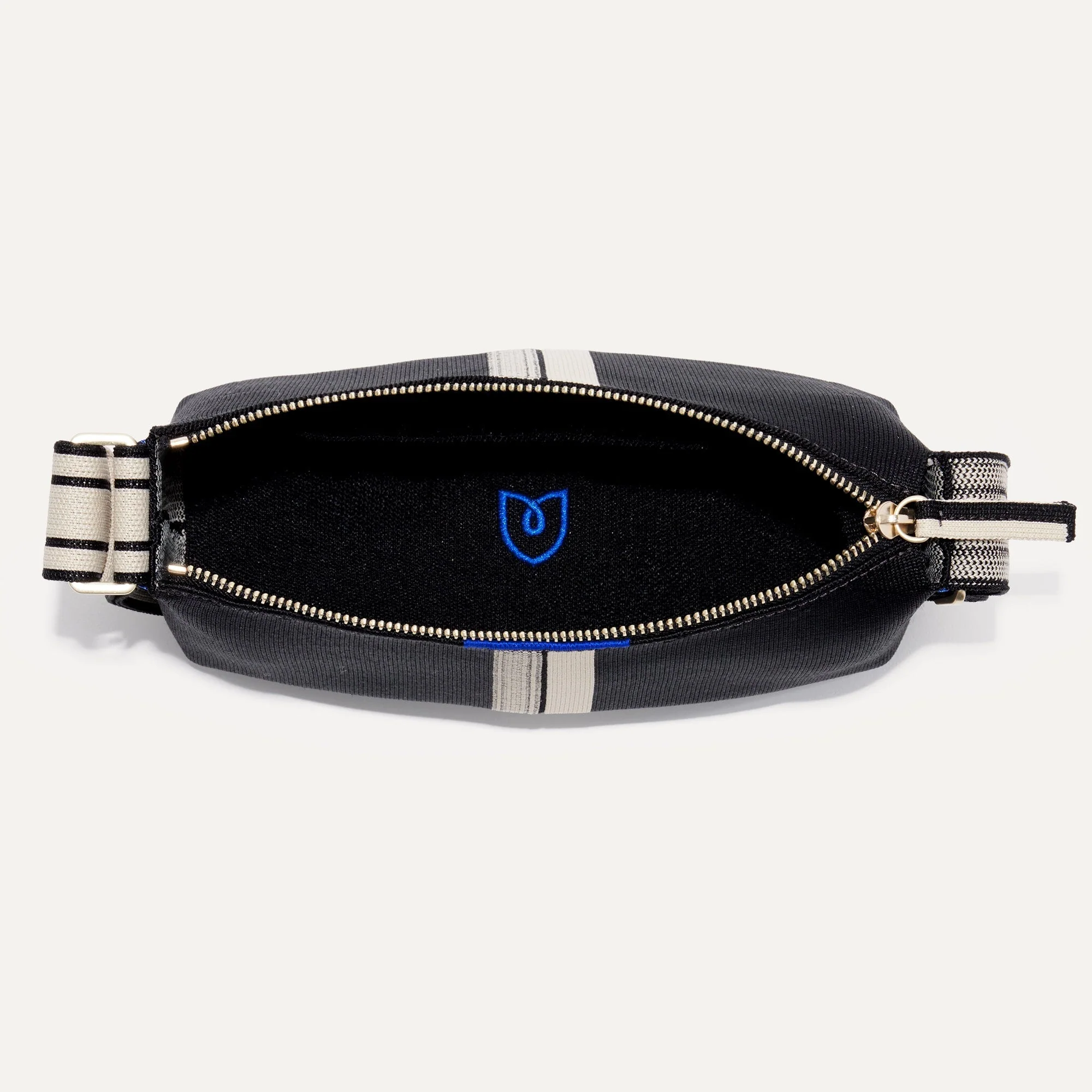 The Casual Crossbody - Black and Ivory Stripe