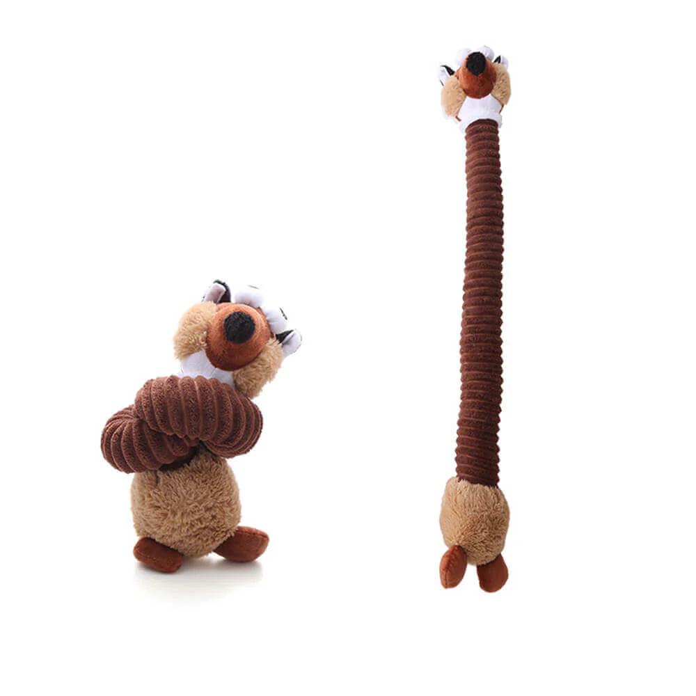Juguete interactivo para masticar con forma de animal de cuello largo que chirría para perros