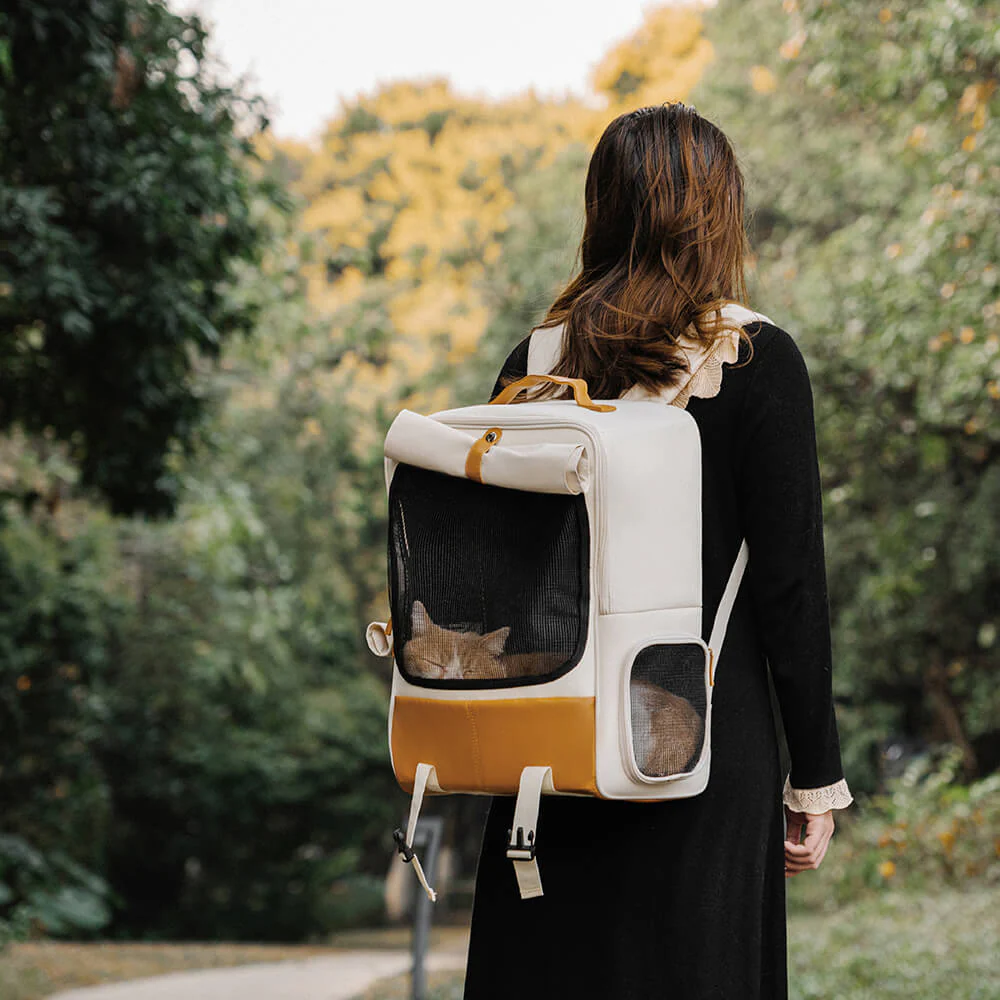 Mochila portátil plegable respirable cuadrada del gato del portador del animal doméstico del diseñador
