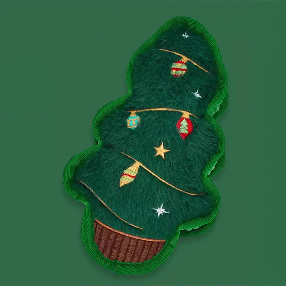Juguete interactivo de peluche para perros con forma de árbol de Navidad que chirría y limpia los dientes