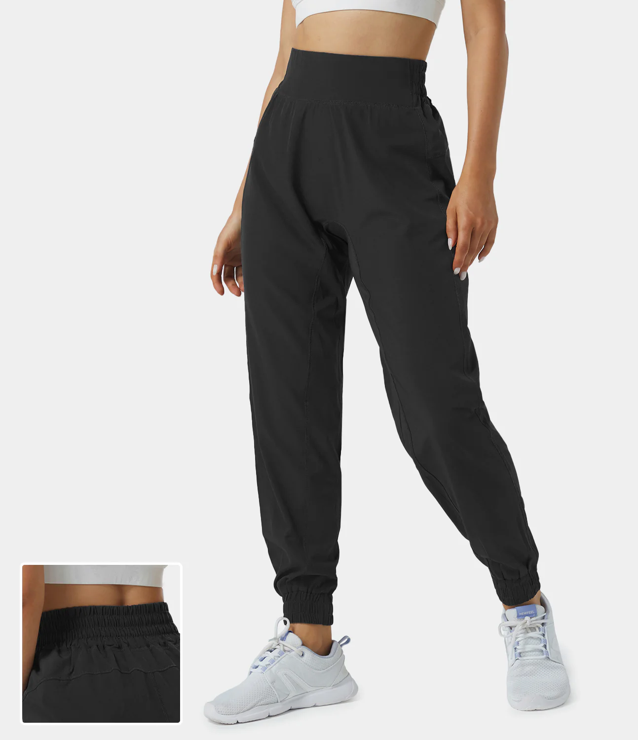 High Waisted Elastic Waistband Hiking Joggers
