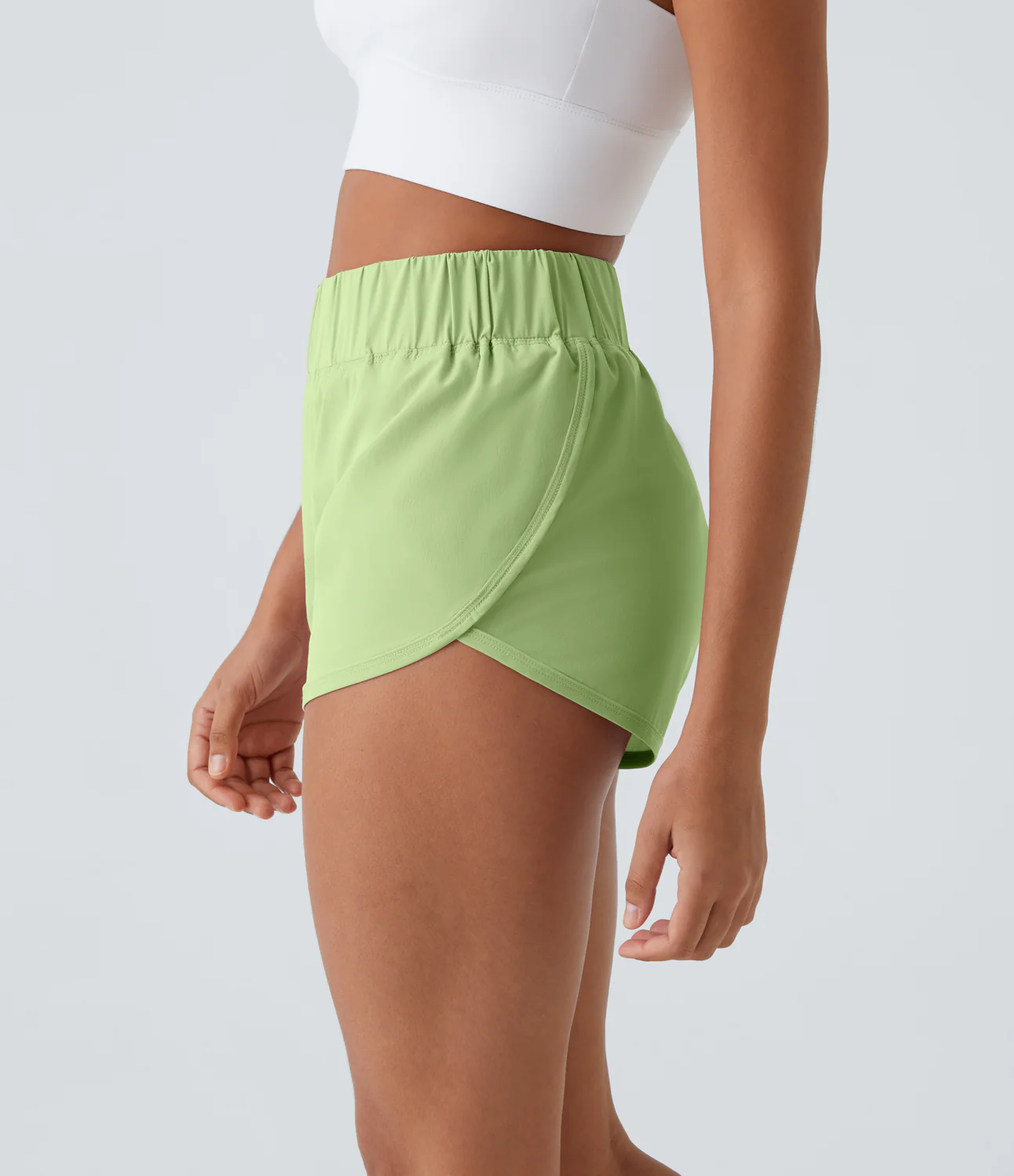 High Waisted Dolphin Hem Casual Shorts 2