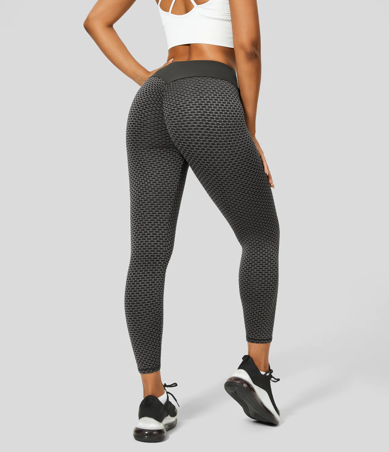 High Waisted Ruched Honeycomb Yoga Leggings