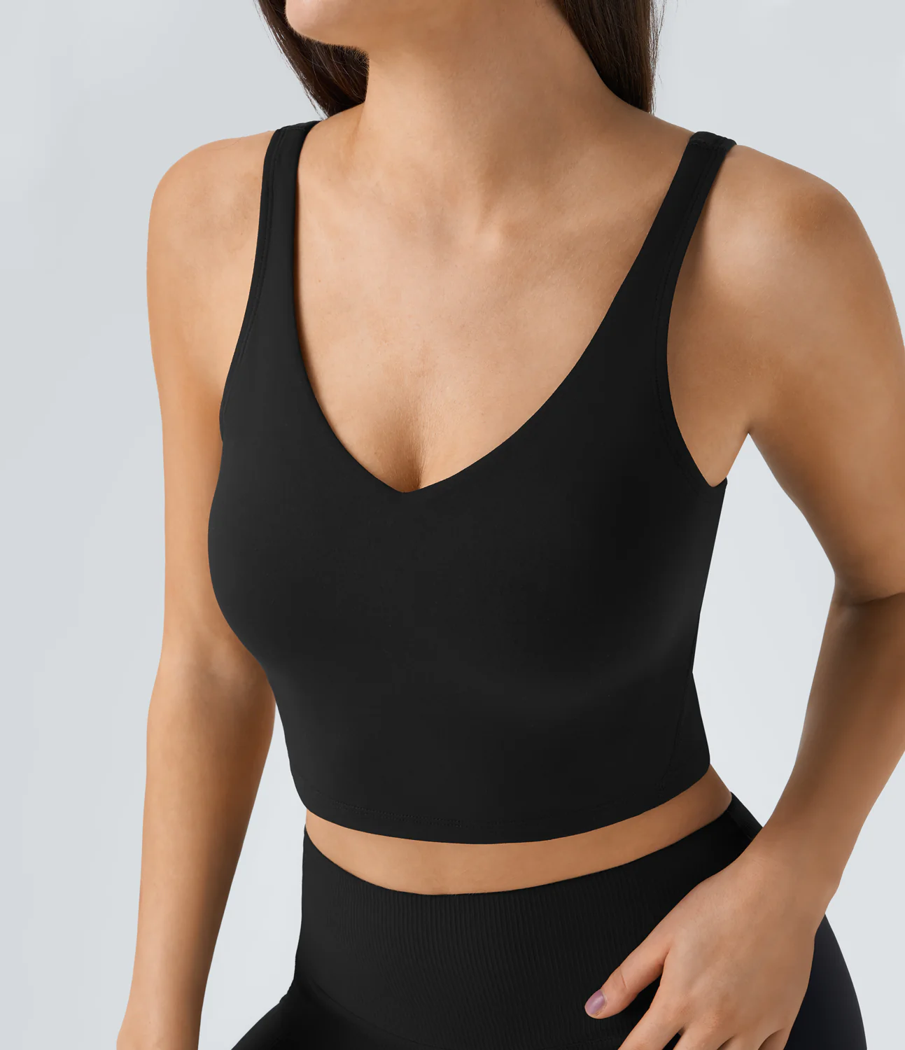 Padded V Neck Cropped Yoga Tank Top