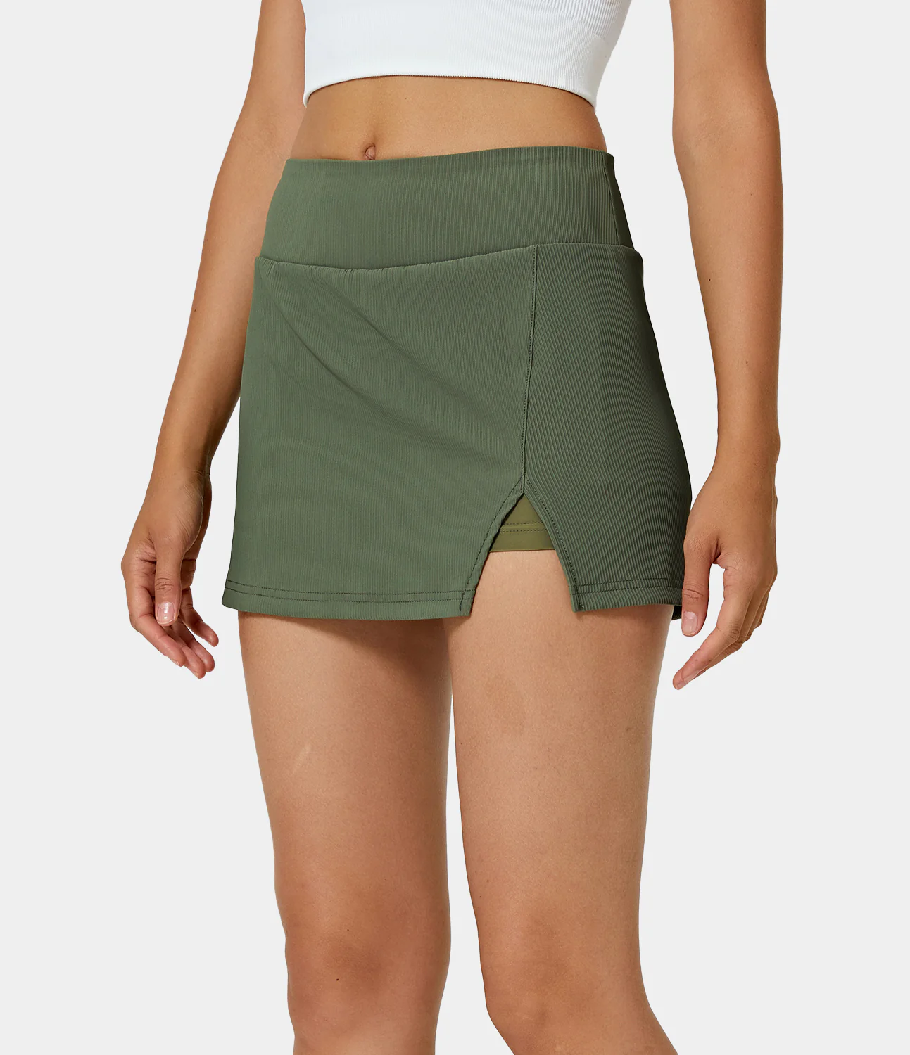 Mid Rise Split Hem 2-in-1 Skirt