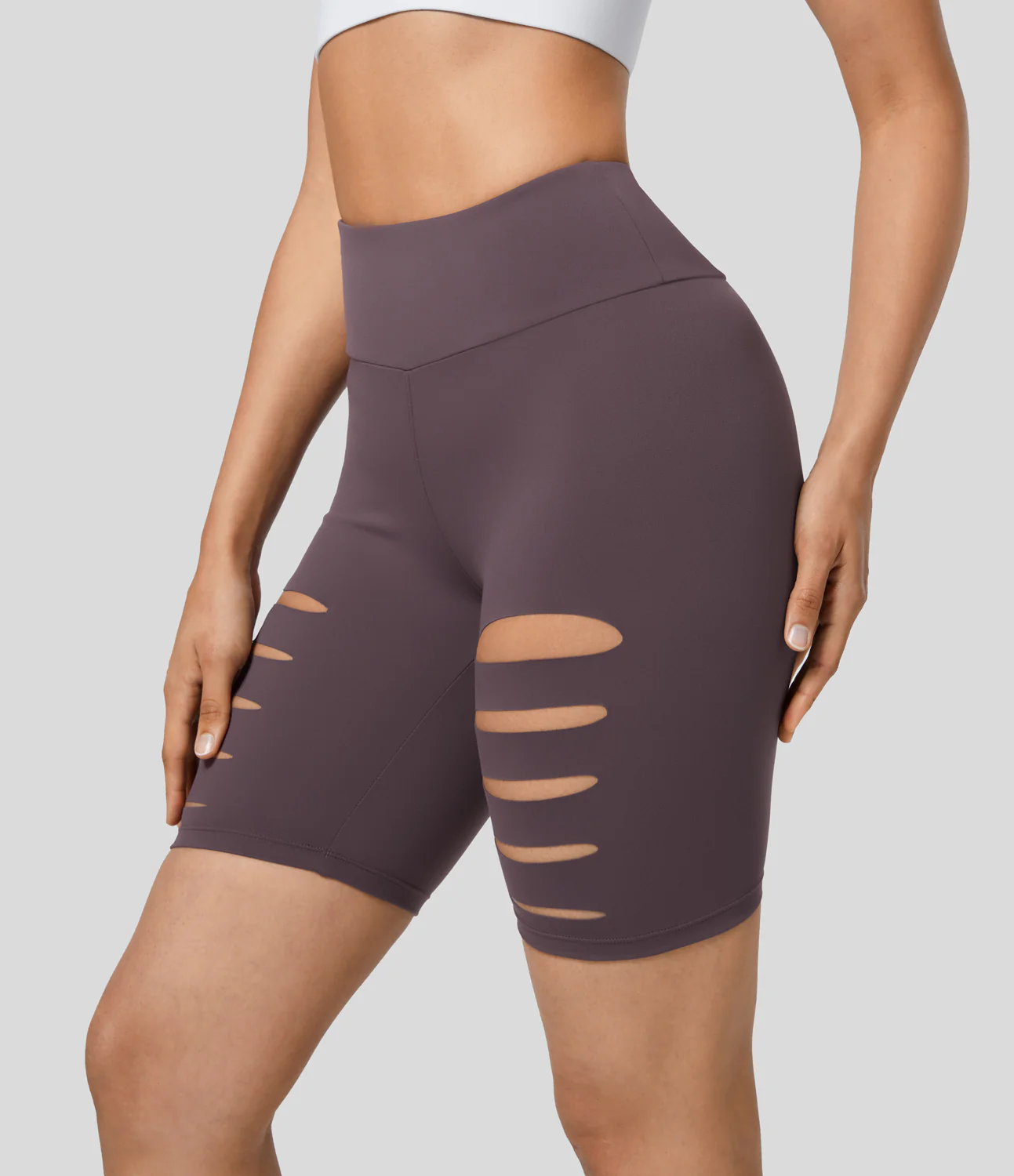 High Waisted Ripped Casual Biker Shorts 7''
