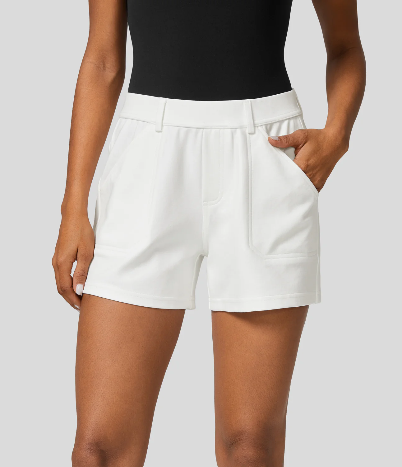 Mid Rise Multiple Pockets Work Shorts