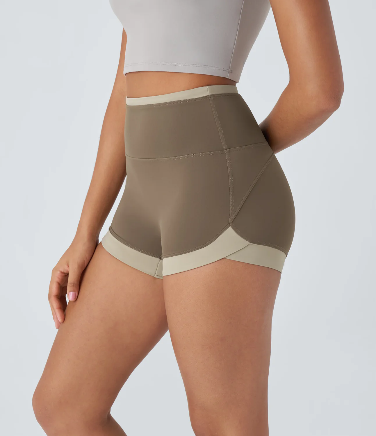 High Waisted Color Block Yoga Biker Shorts