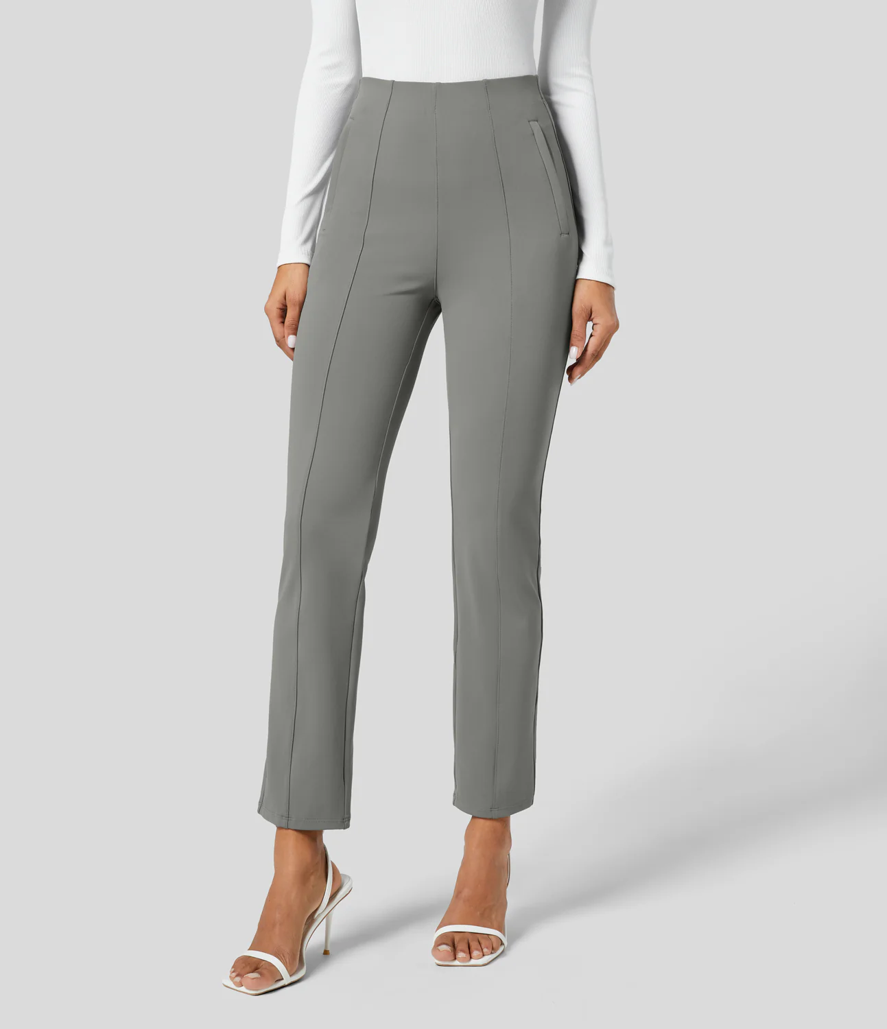 High Waisted Side Zip Pocket 7/8 Work Pants