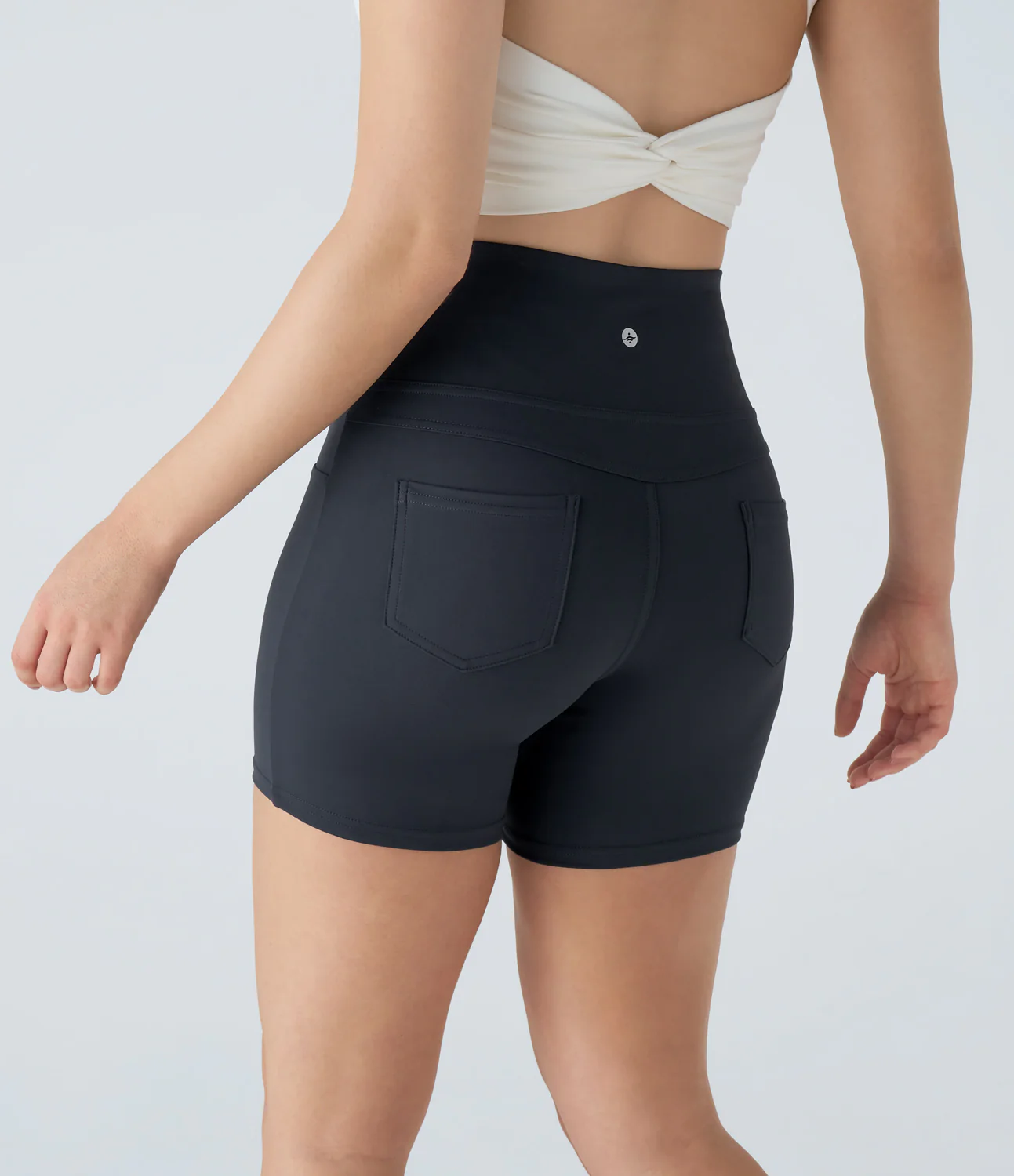 High Waisted Back Pocket Yoga Biker Shorts 5''