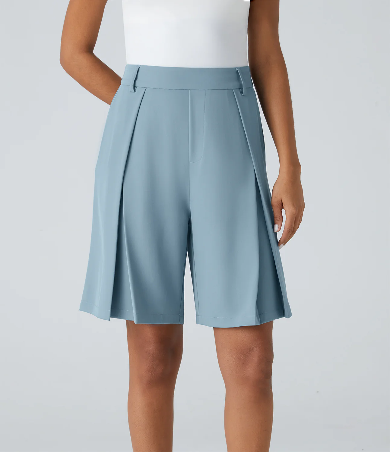 High Waisted Side Pocket Bermuda Casual Shorts