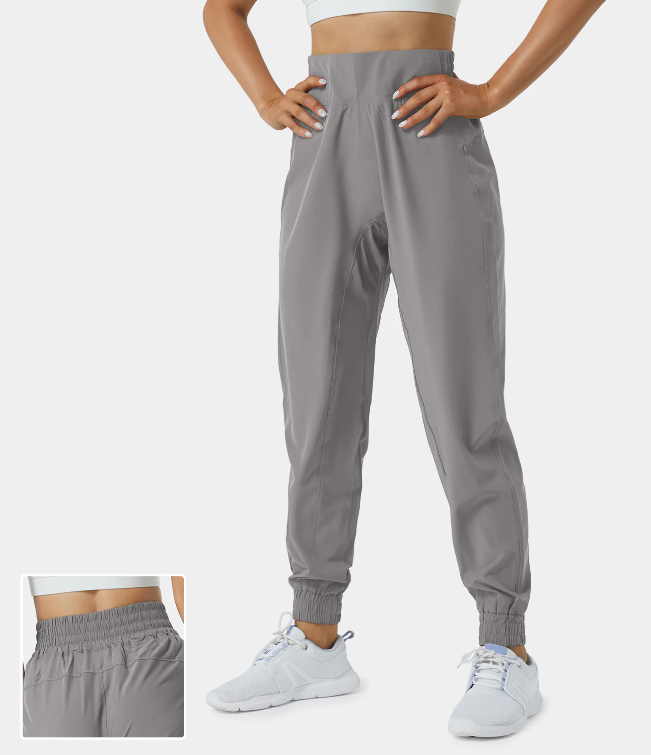 High Waisted Elastic Waistband Hiking Joggers