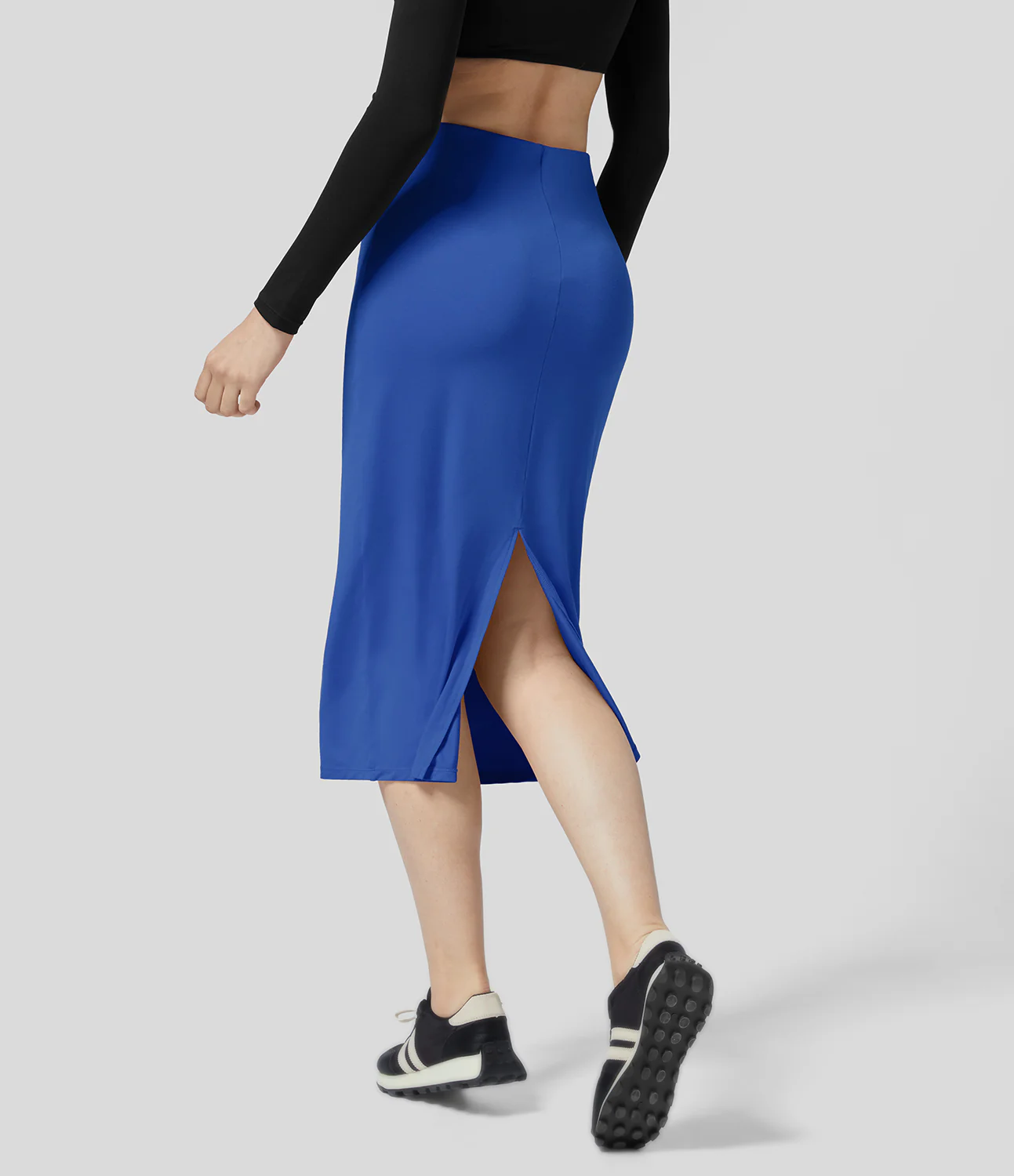 High Waisted Split Bodycon Midi Casual Skirt