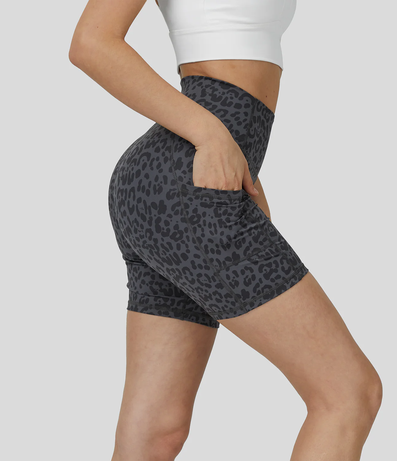 High Waisted Side Pocket Running Biker Shorts