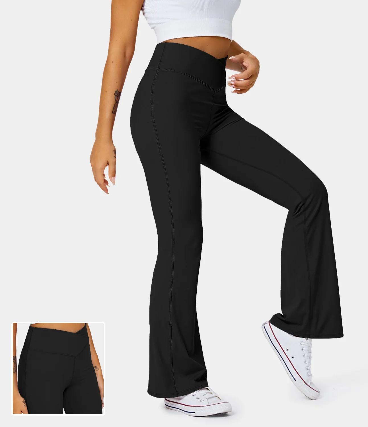 High Waisted Crossover Flare Yoga Leggings