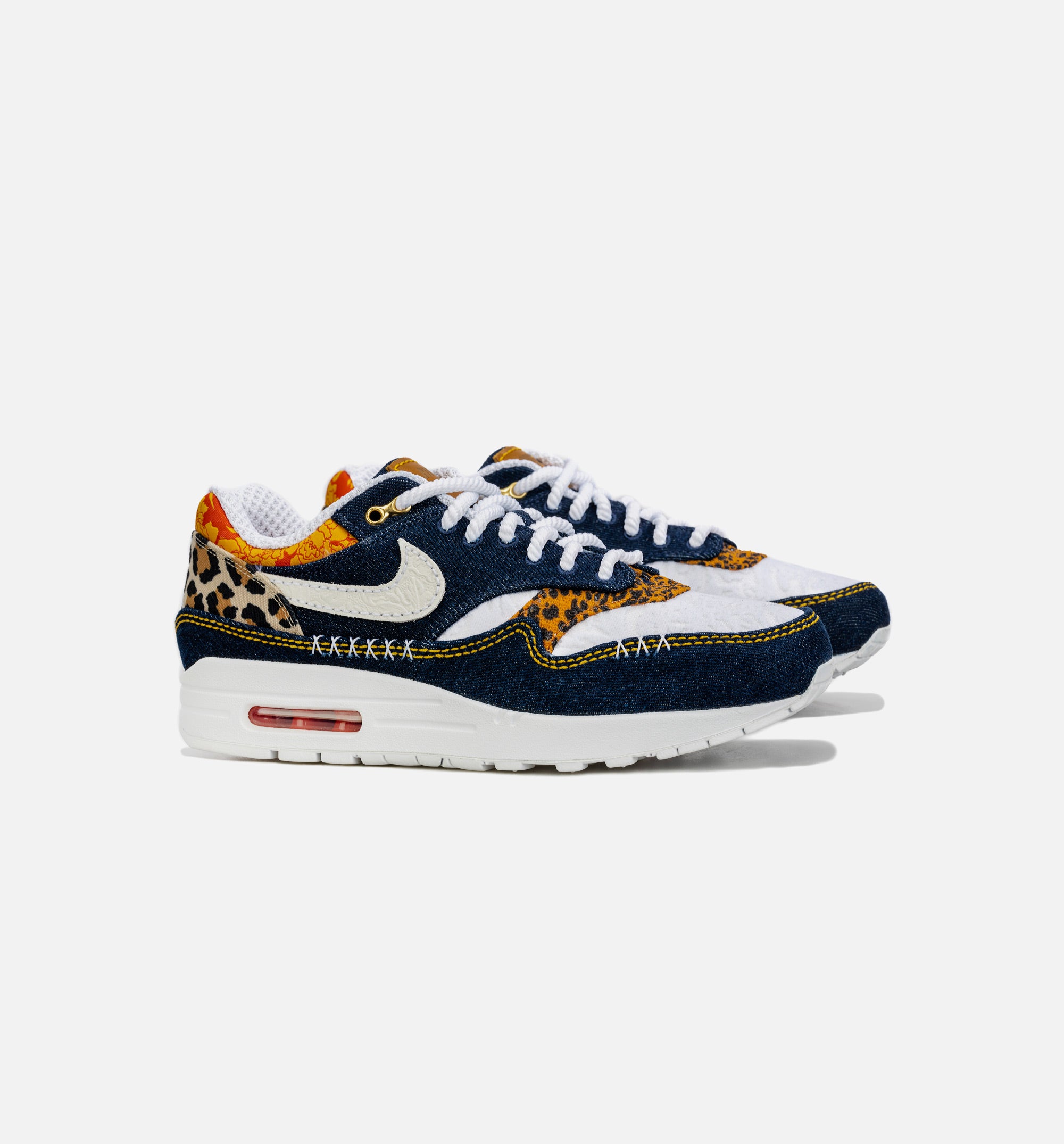 AM 1 Premium Denim Leopard Mens Lifestyle Shoe - Blue/Brown