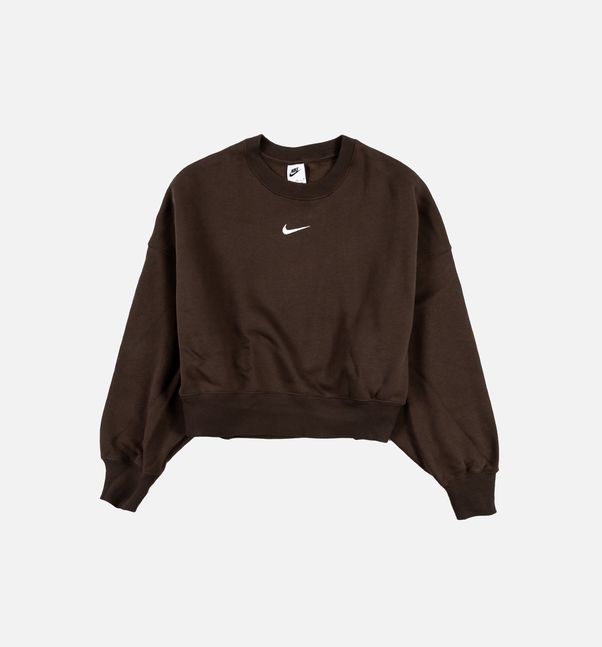 Oversized Fleece Womens Crewneck - Brown