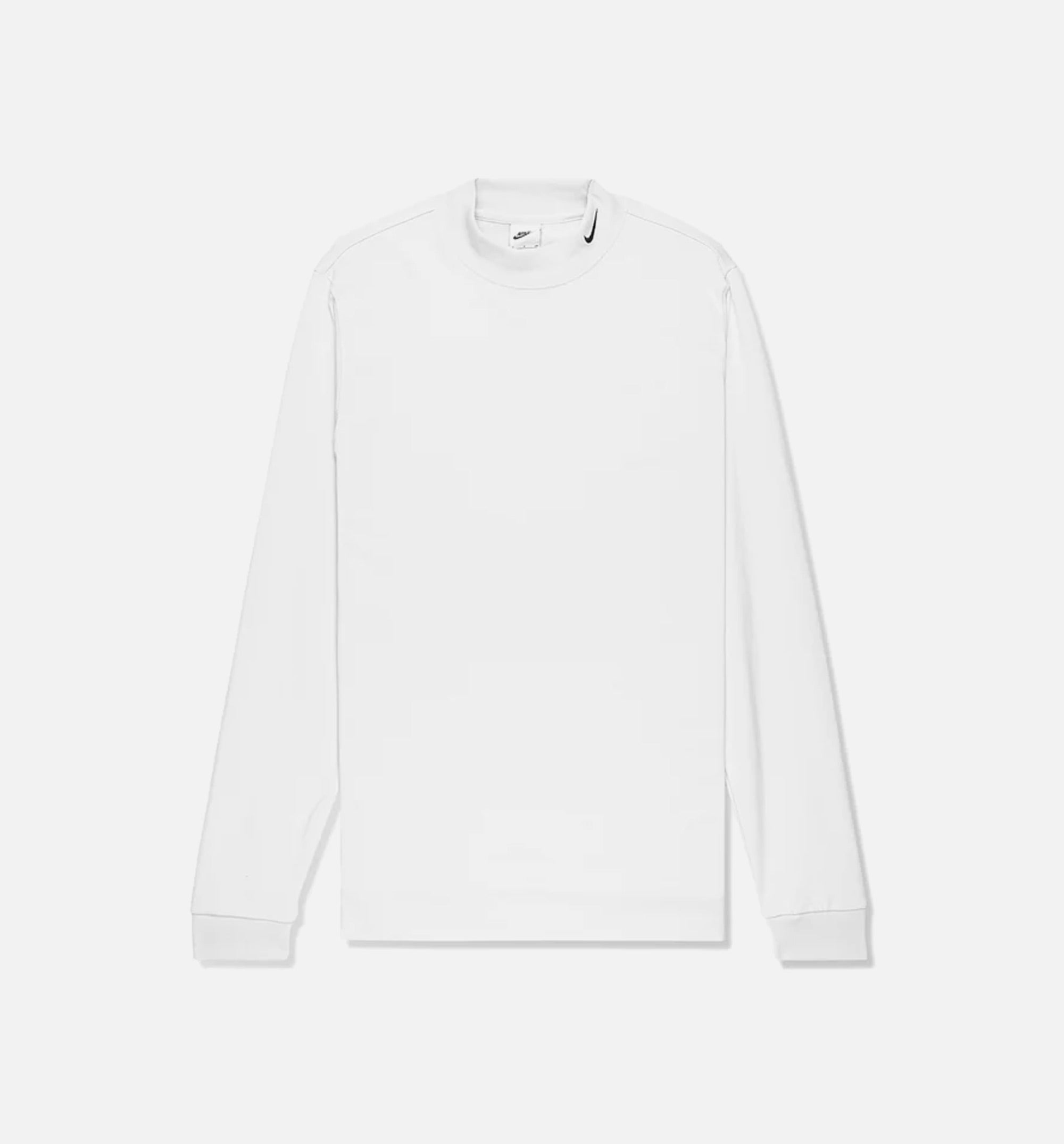 Neck Mens Long Sleeve Shirt - White