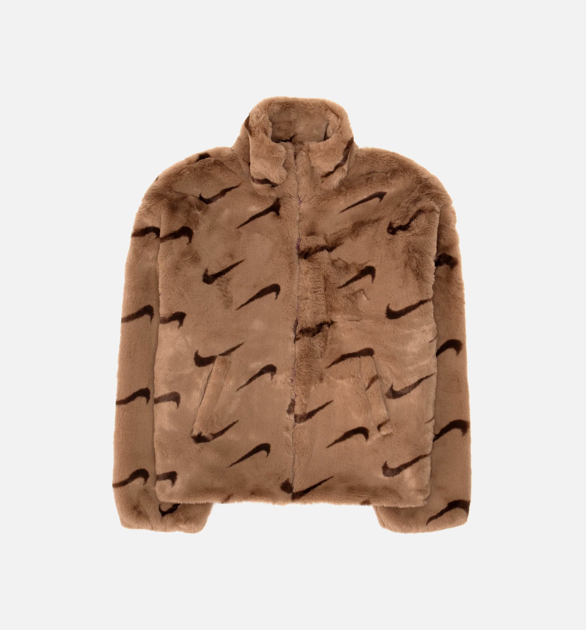 Faux Fur Womens Jacket - Brown