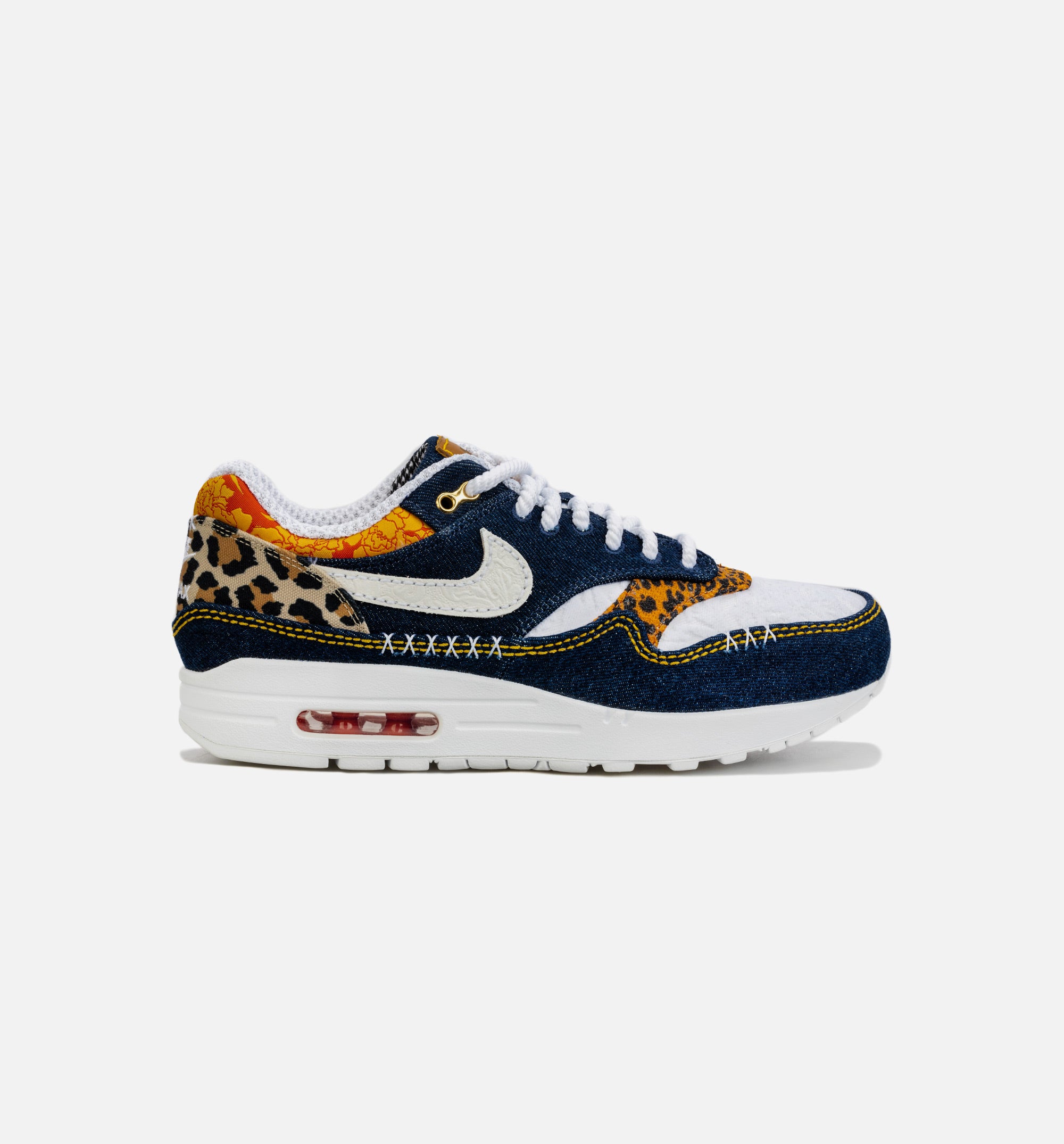 AM 1 Premium Denim Leopard Mens Lifestyle Shoe - Blue/Brown