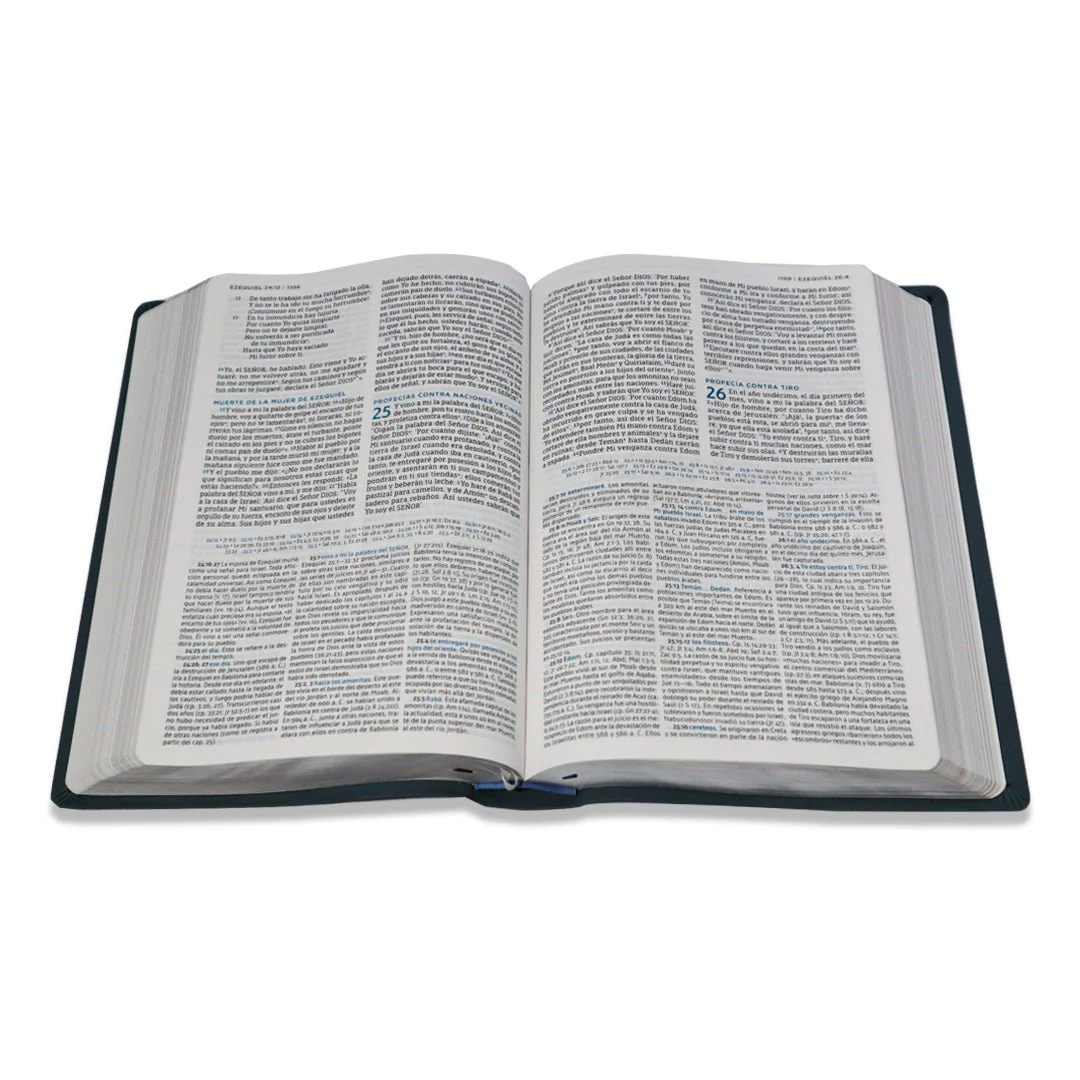 BIBLIA NBLA DE ESTUDIO MACARTHUR PIEL GENUINA AZUL PIZARRA