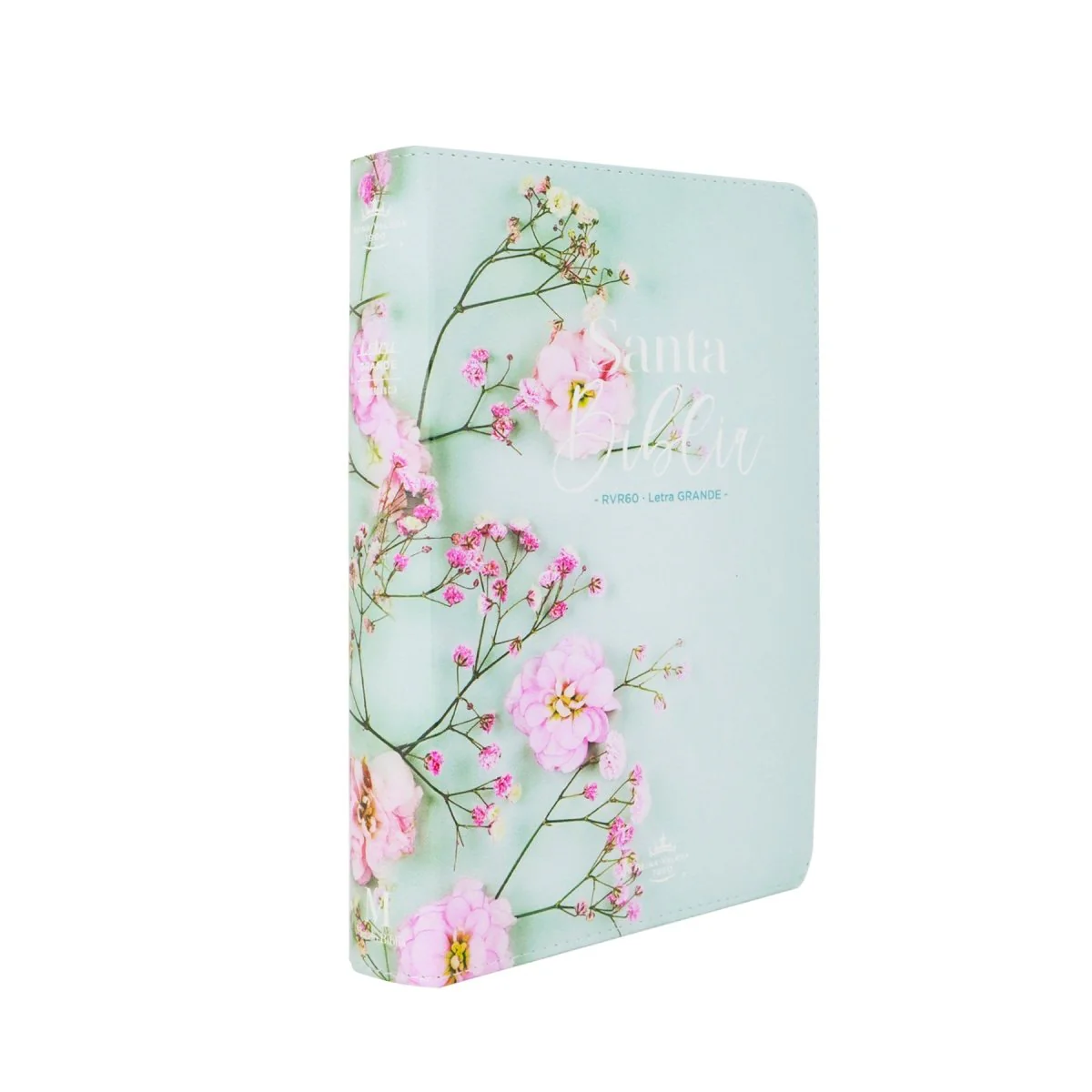 BIBLIA REINA VALERA 1960 LETRA GRANDE  IMITACION PIEL FLORES TURQUESA
