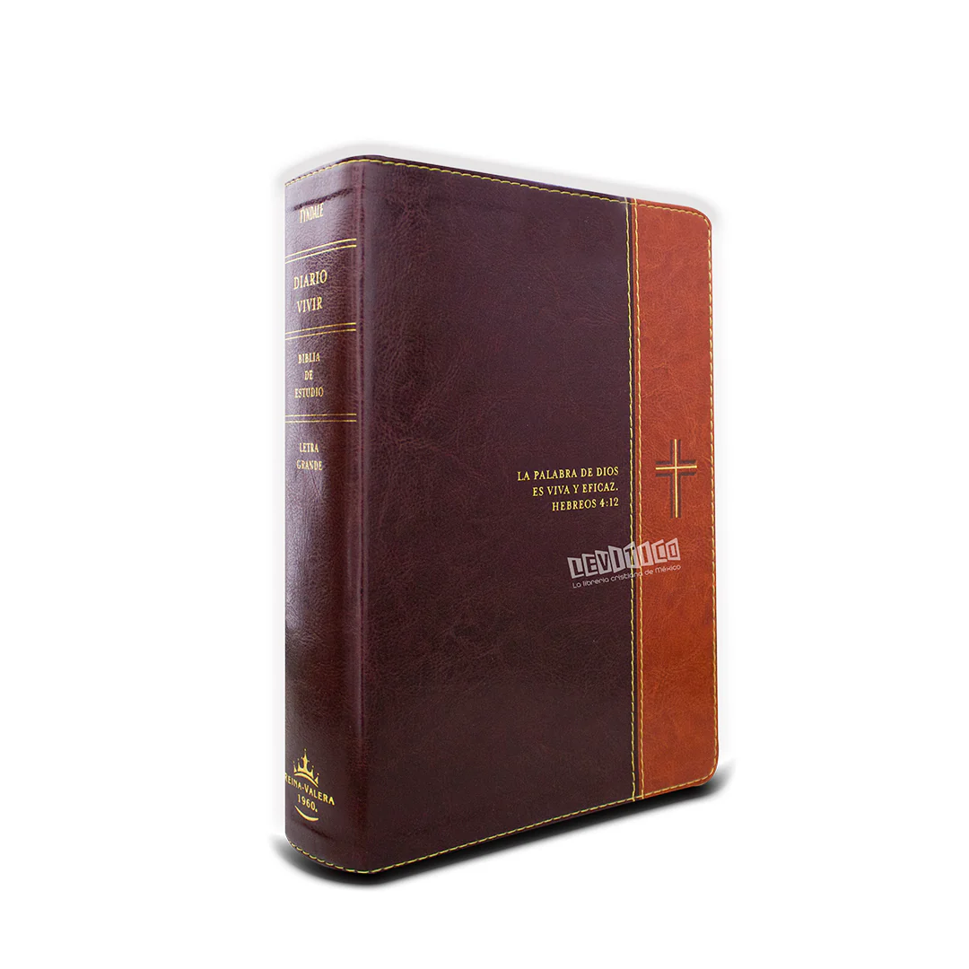 Biblia de estudio Diario Vivir RVR1960 Letra grande Sentipiel Café