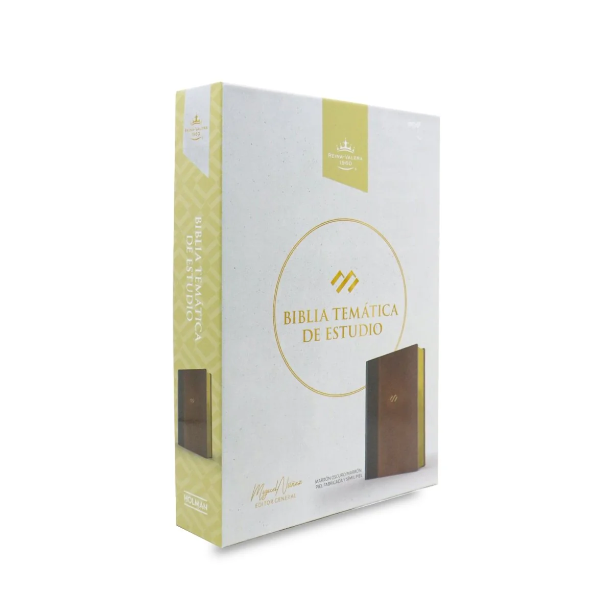 BIBLIA REINA VALERA 1960 DE ESTUDIO TEMÁTICO SÍMIL PIEL MARRÓN
