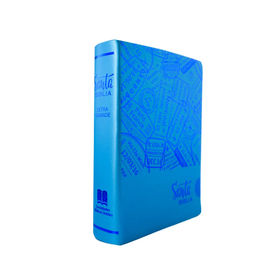 BIBLIA CHICA RVR1960 VINIL ROSA/AZUL TROQUELADA