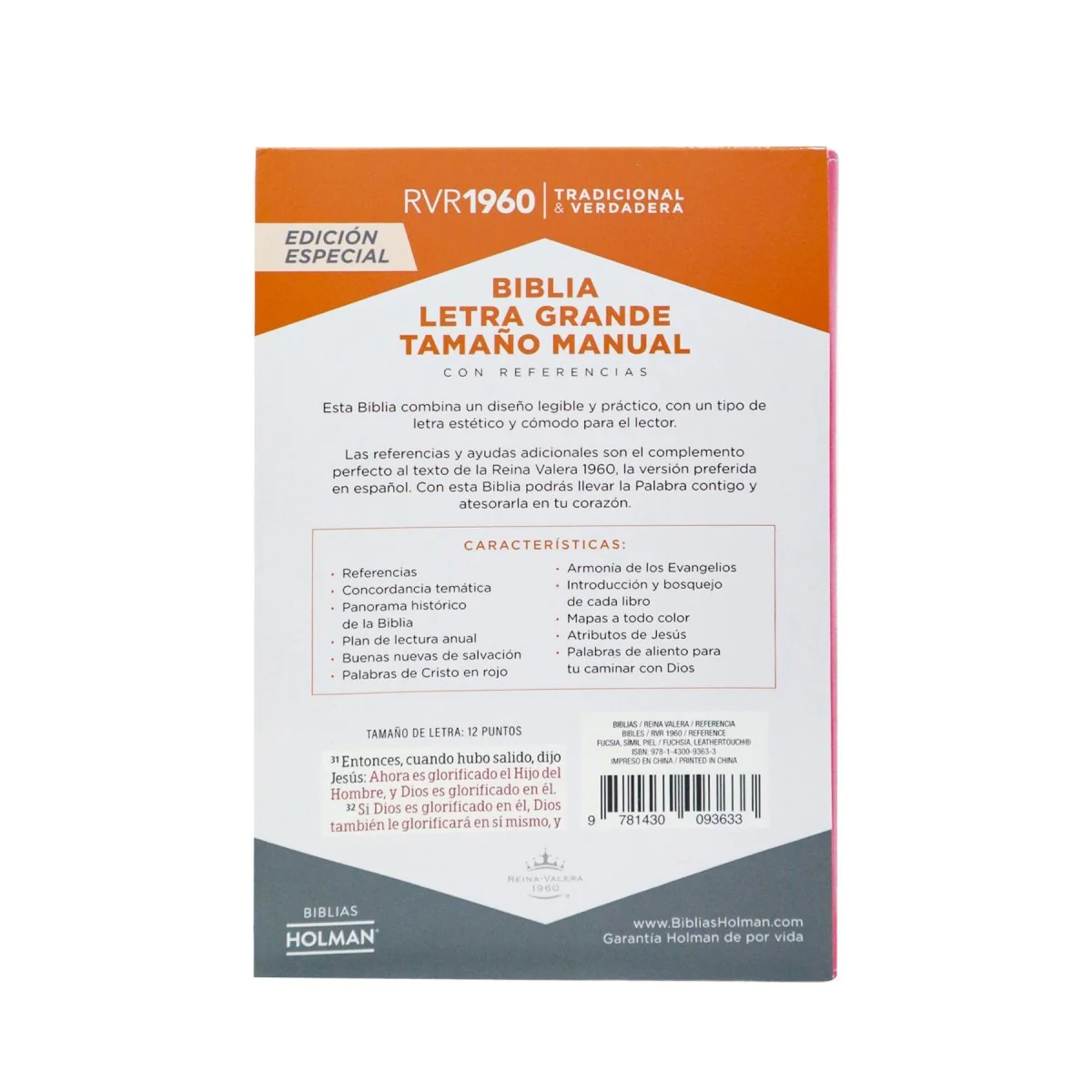 BIBLIA REINA VALERA 1960 LETRA GRANDE MANUAL  EDICION ESPECIAL SIMIL PIEL FUCSIA