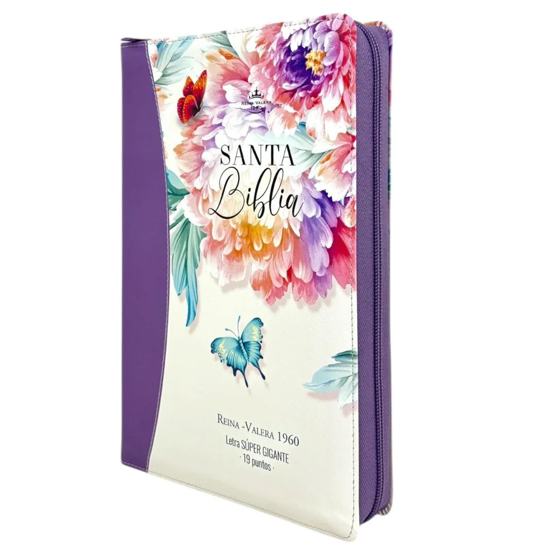 BIBLIA REINA VALERA 1960 SÚPER GIGANTE JARDIN CANTO PINTADO  C/CIERRE INDICE  IMIT PIEL DE ALTA CALIDAD