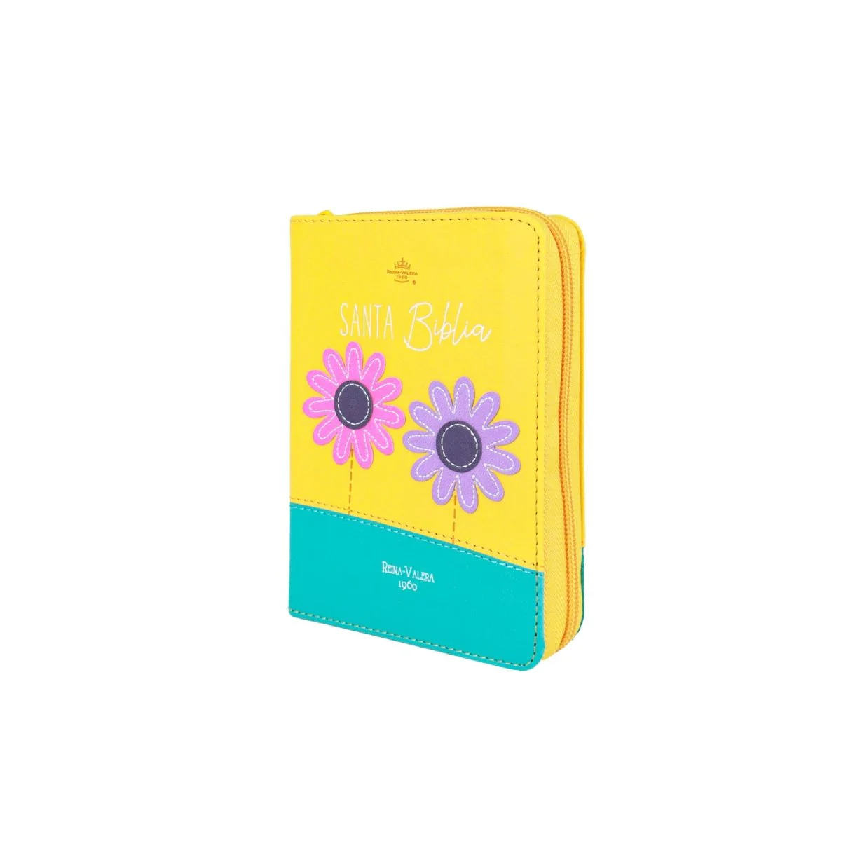 BIBLIA REINA VALERA 1960 TAMAÑO BOLSILLO AMARILLA C/CIERRE DOS FLORES