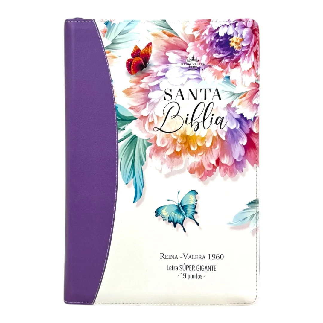 BIBLIA REINA VALERA 1960 SÚPER GIGANTE JARDIN CANTO PINTADO  C/CIERRE INDICE  IMIT PIEL DE ALTA CALIDAD