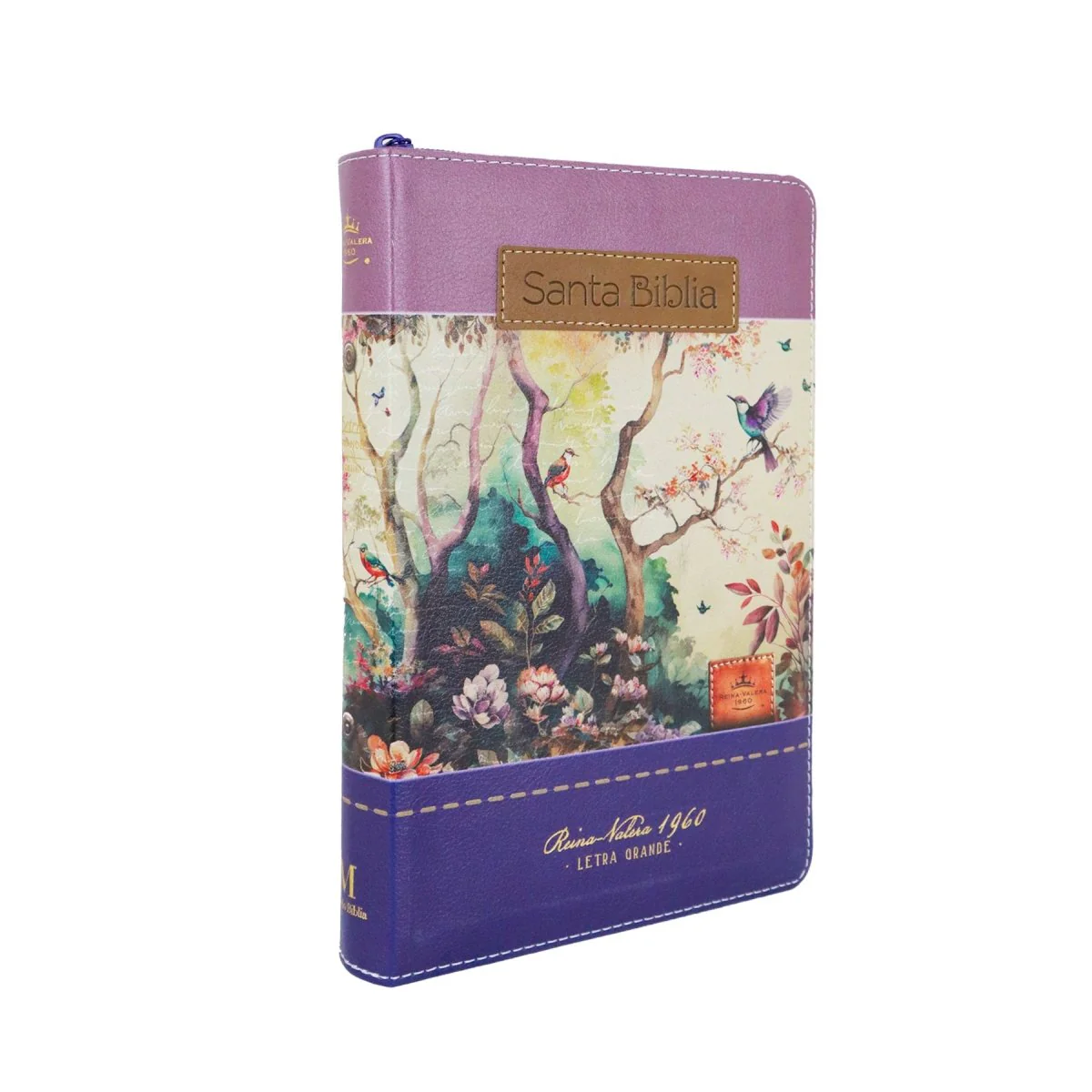 BIBLIA REINA VALERA 1960 LETRA GRANDE MANUAL C/CIERRE INDICE FANTASÍA LILA
