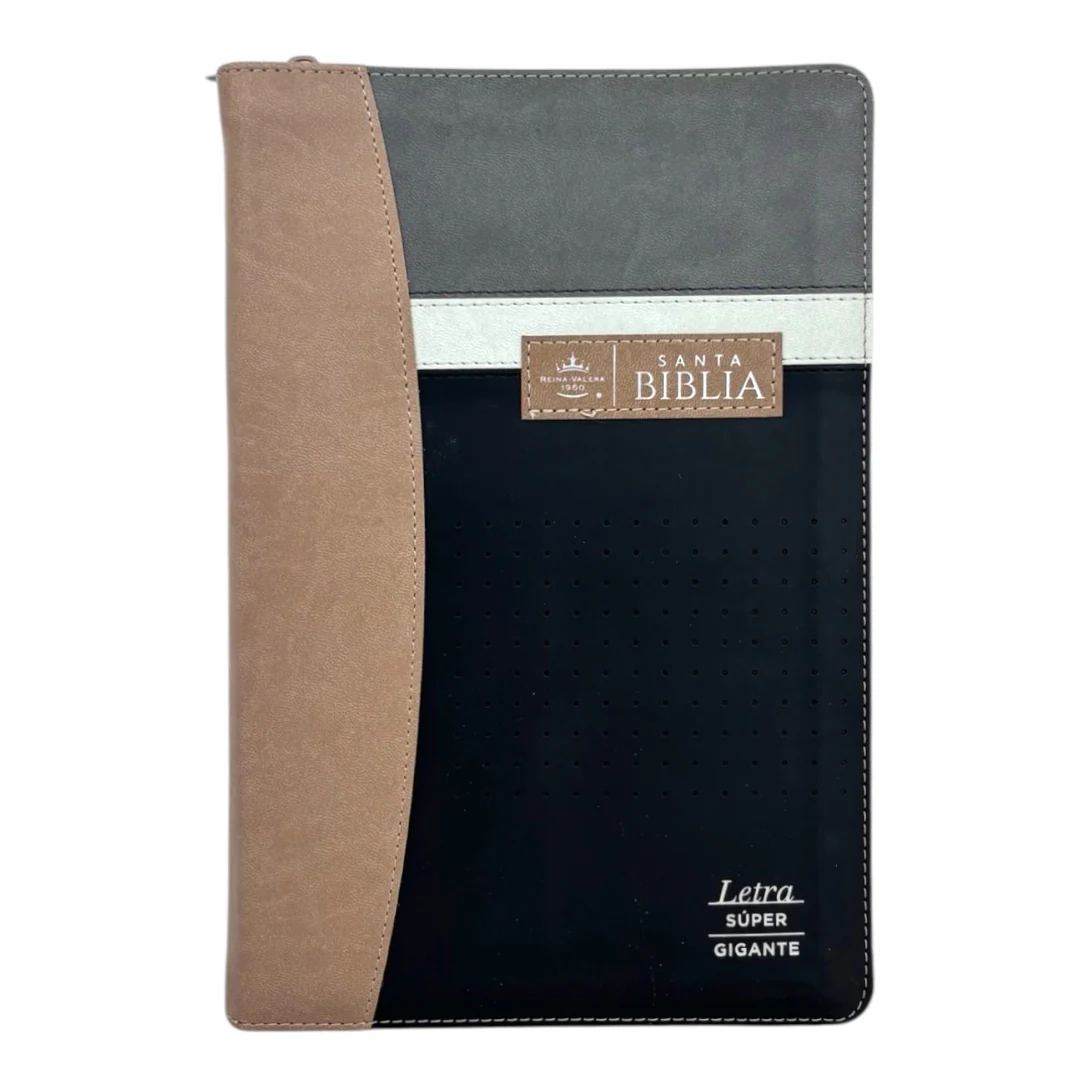BIBLIA LETRA SÚPER GIGANTE REINA VALERA 1960 IMITACION PIEL C/ CIERRE INDICE BEIGE