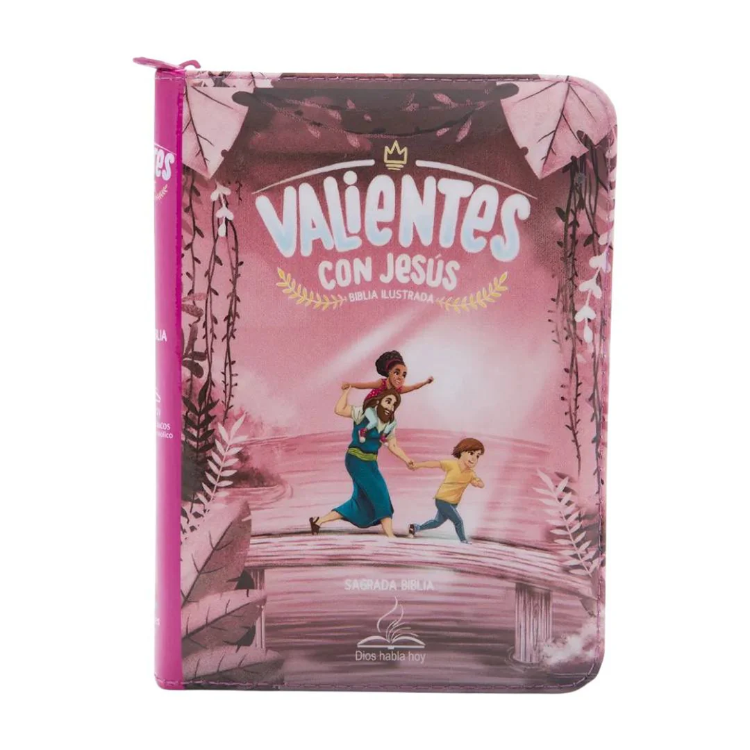 BIBLIA DIOS HABLA HOY VALIENTES CON JESUS ACOLCHONADA  ROSA