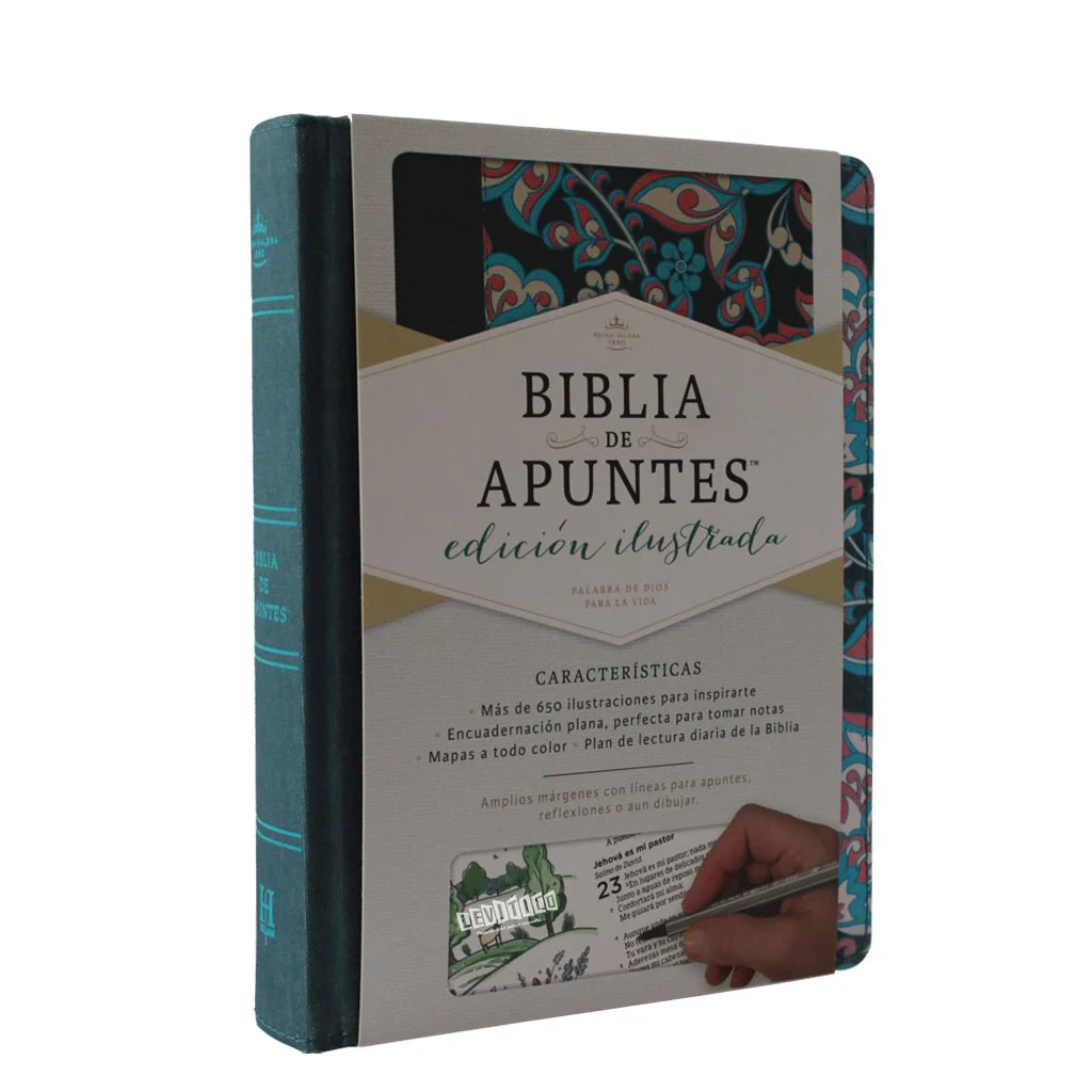 Biblia de apuntes Edición ilustrada, tela en rosado y azul (RVR 1960)