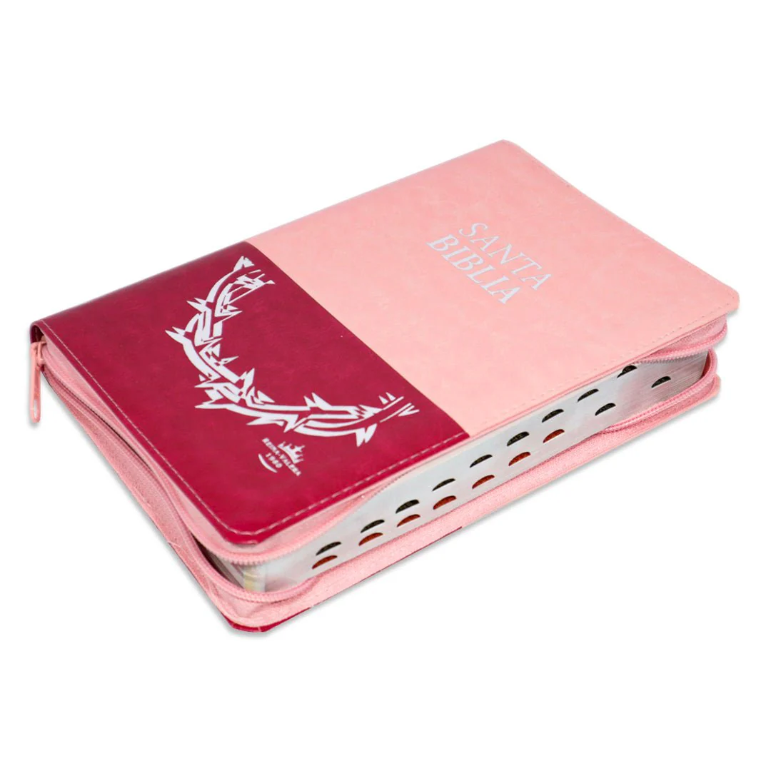 BIBLIA REINA VALERA 1960 LETRA GRANDE PALABRAS DE JESUS EN ROJO C/CIERRE INDICE ROSA FUCSIA