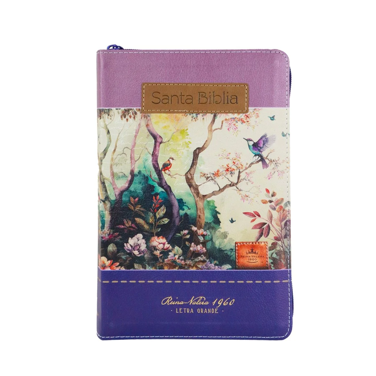 BIBLIA REINA VALERA 1960 LETRA GRANDE MANUAL C/CIERRE INDICE FANTASÍA LILA
