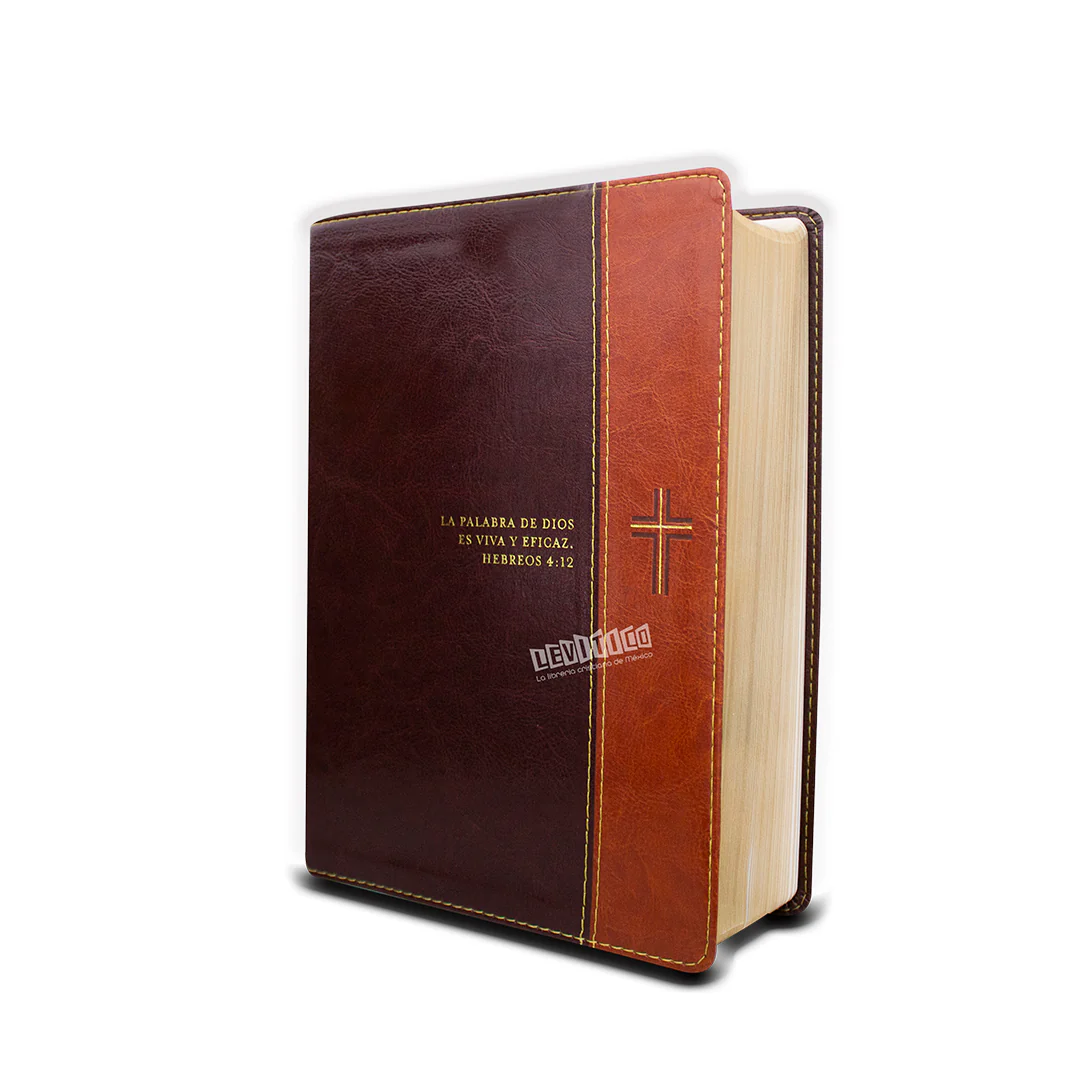 Biblia de estudio Diario Vivir RVR1960 Letra grande Sentipiel Café
