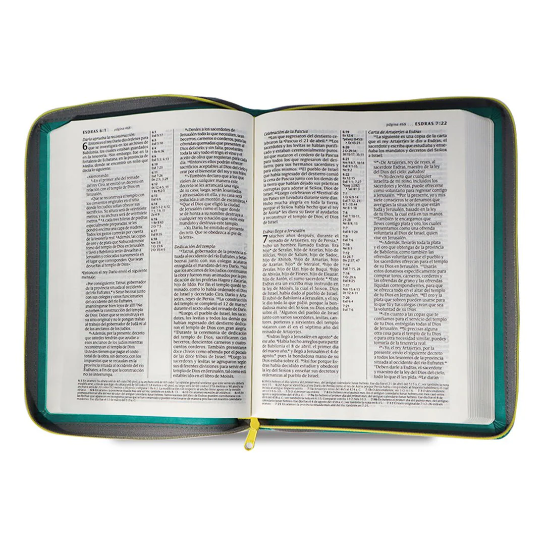 Santa Biblia NTV Letra Grande Edición Zipper con referencias sentipiel turquesa