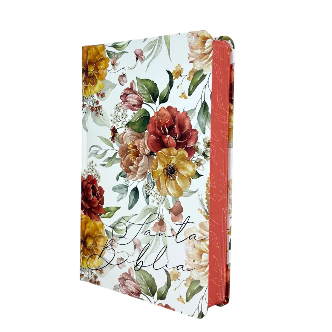BIBLIA REINA VALERA 1960 LETRA GRANDE TAPA DURA FLORES NARANJA
